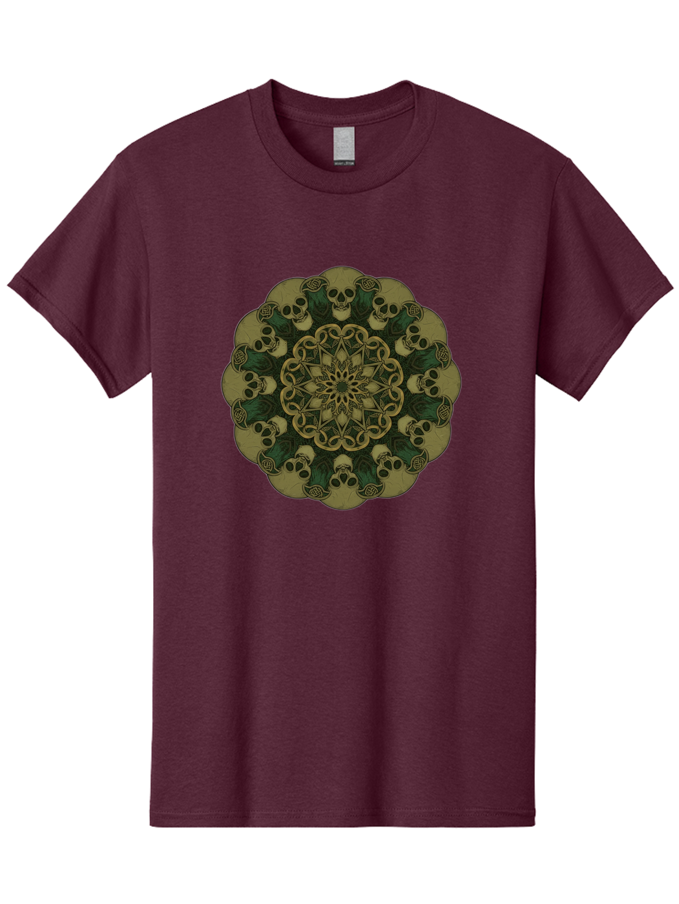 Skull-Mandala-1 Men'S Graphic Tee, 100% Cotton, Comfortable Casual Summer Wear, Machine Washable, Skull Mandala, Intricate Design, Mystic Symbols, Gothic Art, Skulls, Mandala Pattern, Mystical Imagery, Symbolic Art, Dark Mysticism Bad595