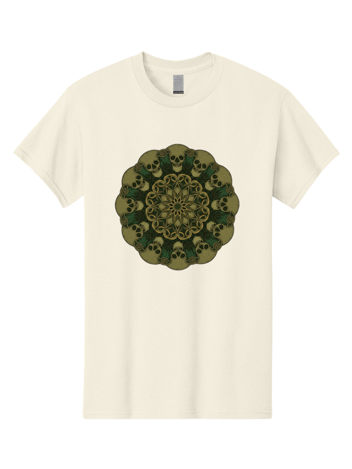 Skull-Mandala-1 Men'S Graphic Tee, 100% Cotton, Comfortable Casual Summer Wear, Machine Washable, Skull Mandala, Intricate Design, Mystic Symbols, Gothic Art, Skulls, Mandala Pattern, Mystical Imagery, Symbolic Art, Dark Mysticism Bad595