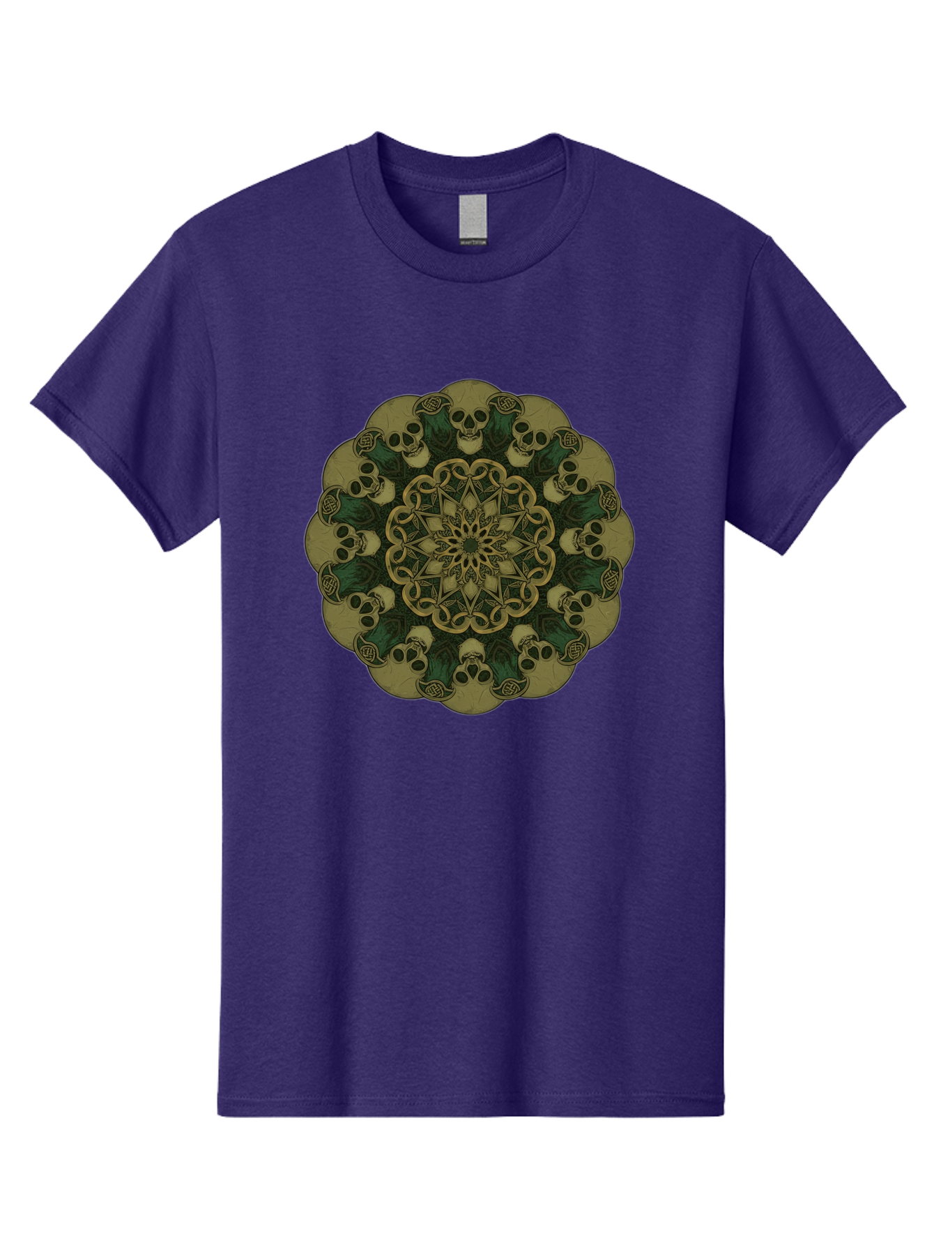 Skull-Mandala-1 Men'S Graphic Tee, 100% Cotton, Comfortable Casual Summer Wear, Machine Washable, Skull Mandala, Intricate Design, Mystic Symbols, Gothic Art, Skulls, Mandala Pattern, Mystical Imagery, Symbolic Art, Dark Mysticism Bad595