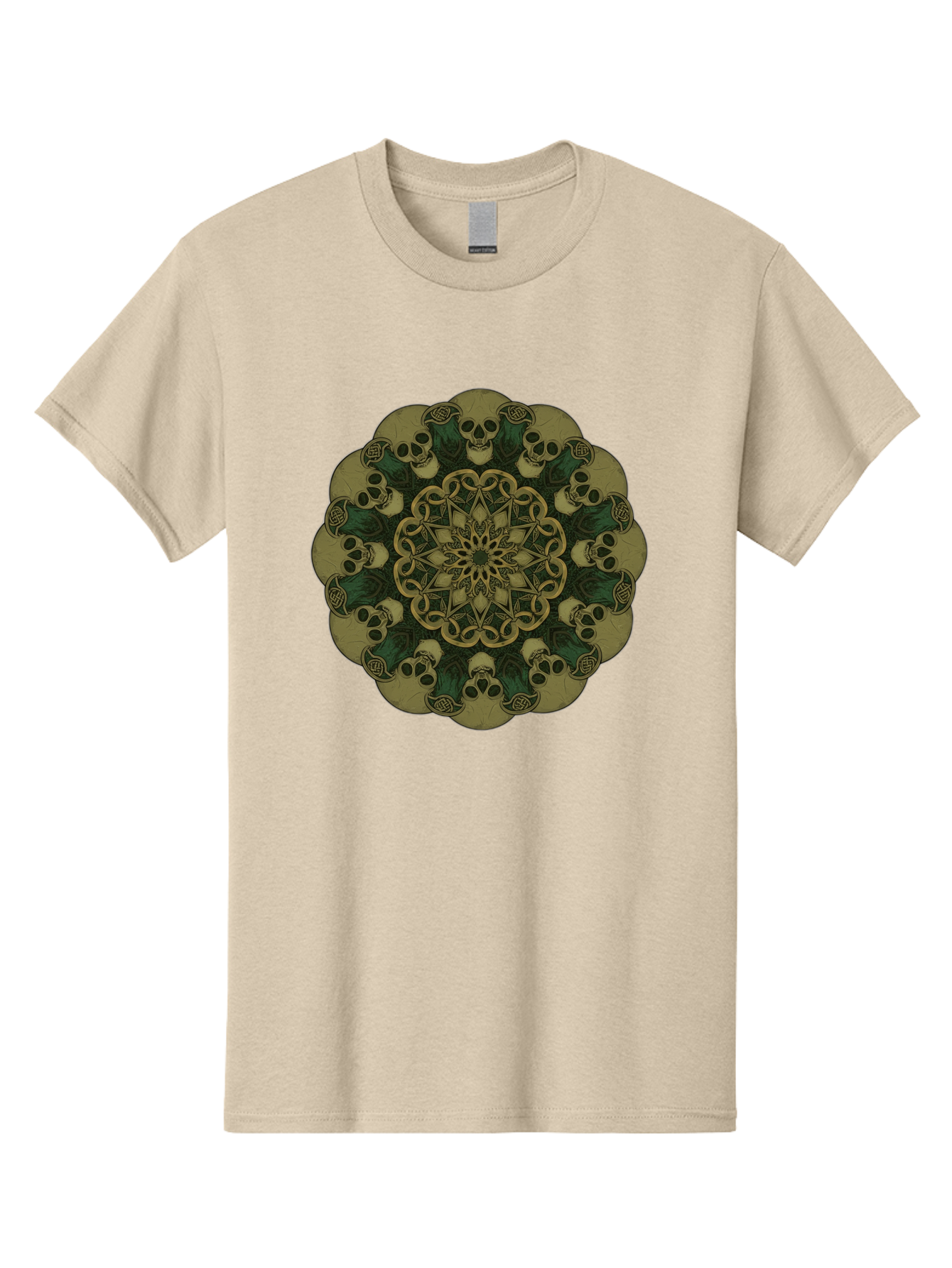 Skull-Mandala-1 Men'S Graphic Tee, 100% Cotton, Comfortable Casual Summer Wear, Machine Washable, Skull Mandala, Intricate Design, Mystic Symbols, Gothic Art, Skulls, Mandala Pattern, Mystical Imagery, Symbolic Art, Dark Mysticism Bad595