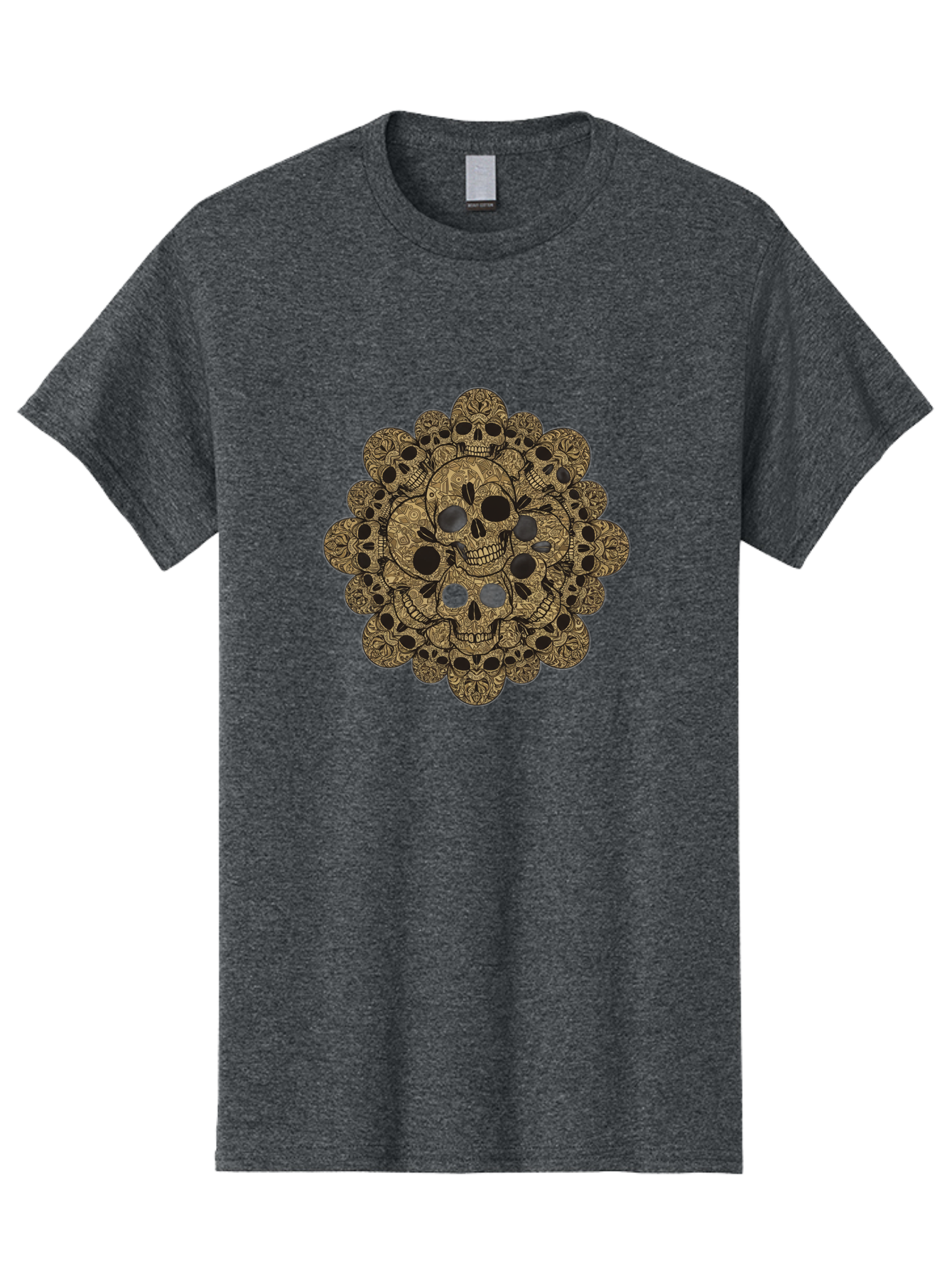 Skull-Mandala-4 Men'S Graphic Tee, 100% Cotton, Comfortable Casual Summer Wear, Machine Washable, Sugar Skulls, Floral Skull Design, Intricate Patterns, Day Of The Dead, Mexican Culture, Symbolic Art, Ornate Skulls Bad598
