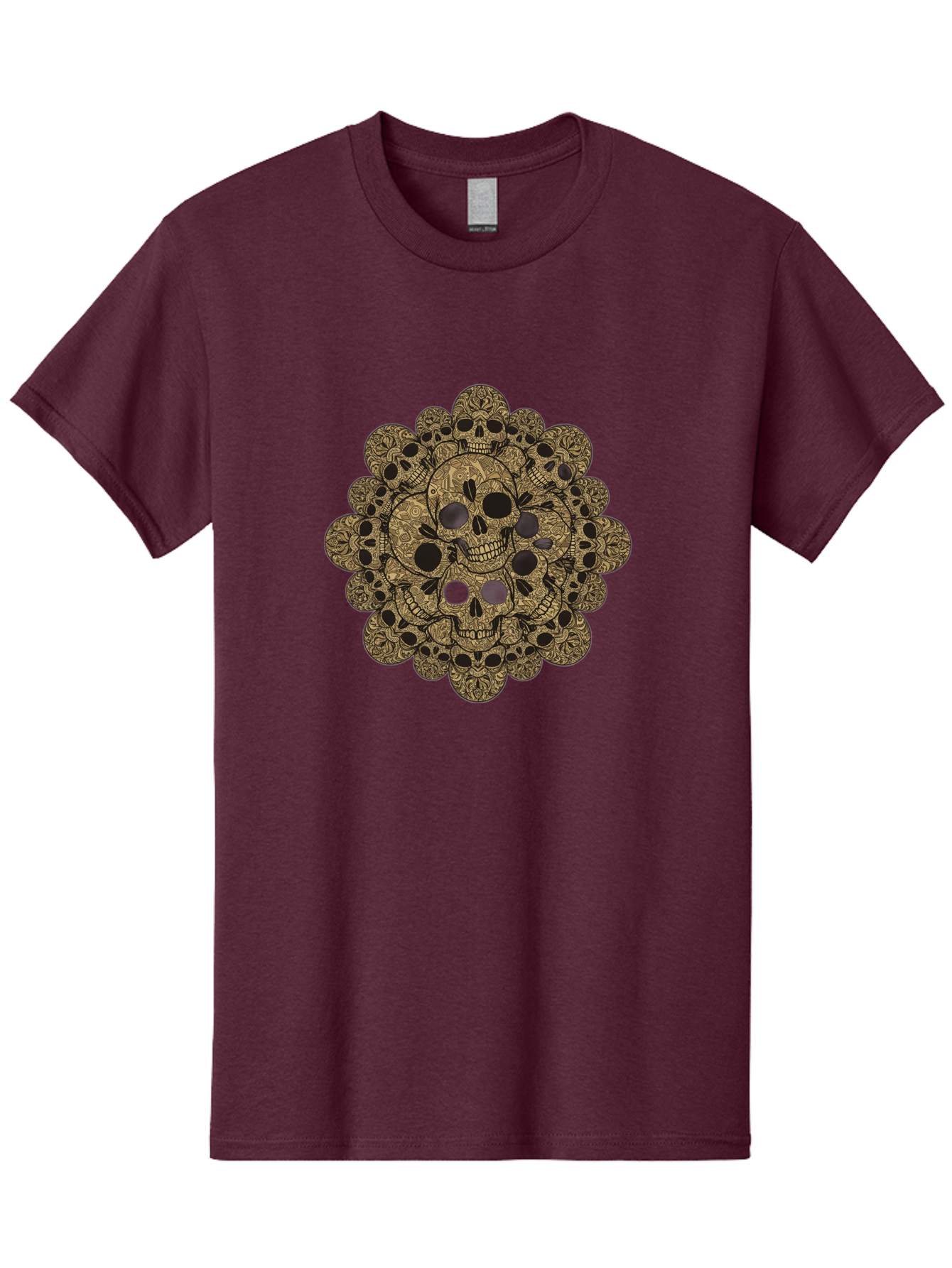 Skull-Mandala-4 Men'S Graphic Tee, 100% Cotton, Comfortable Casual Summer Wear, Machine Washable, Sugar Skulls, Floral Skull Design, Intricate Patterns, Day Of The Dead, Mexican Culture, Symbolic Art, Ornate Skulls Bad598