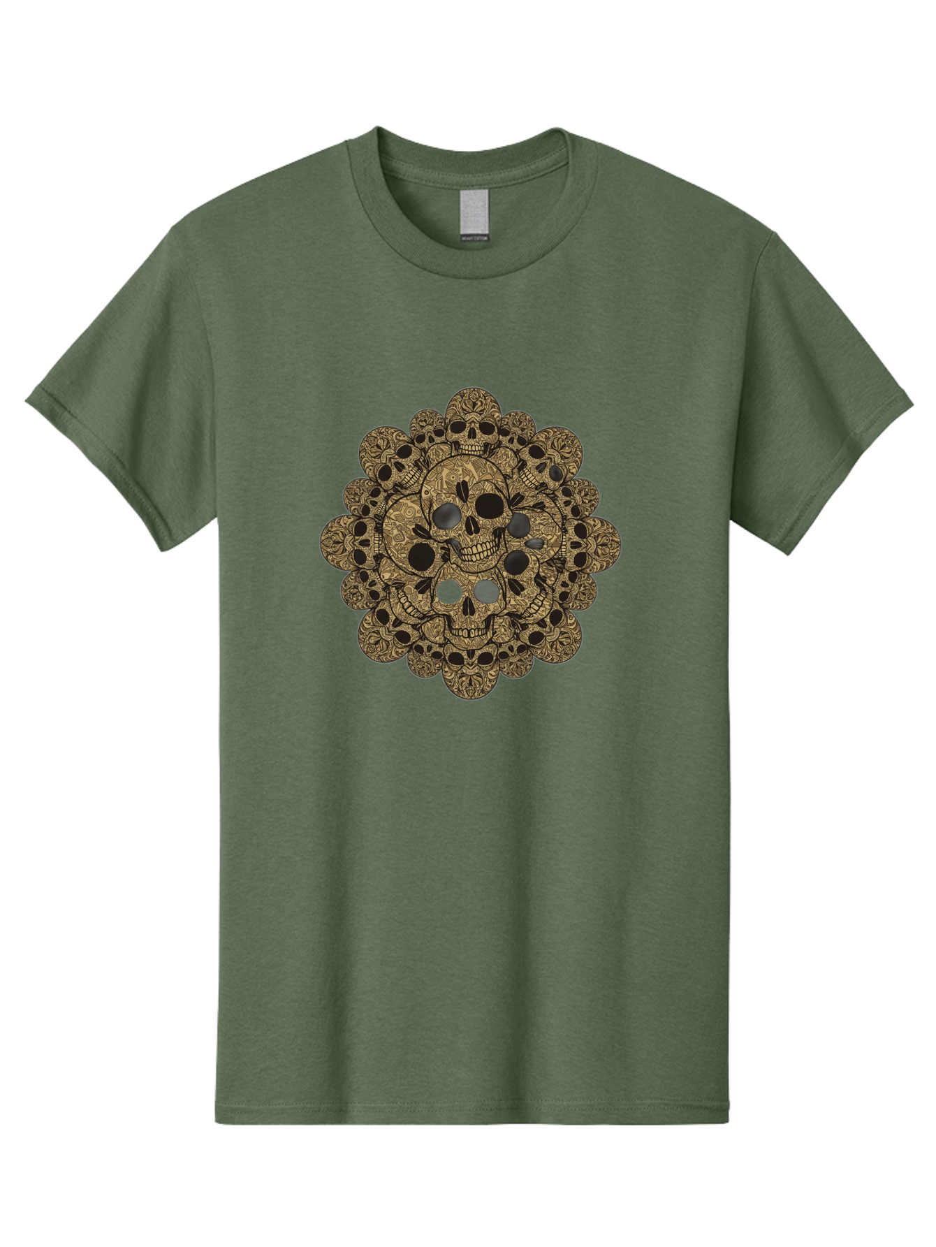 Skull-Mandala-4 Men'S Graphic Tee, 100% Cotton, Comfortable Casual Summer Wear, Machine Washable, Sugar Skulls, Floral Skull Design, Intricate Patterns, Day Of The Dead, Mexican Culture, Symbolic Art, Ornate Skulls Bad598