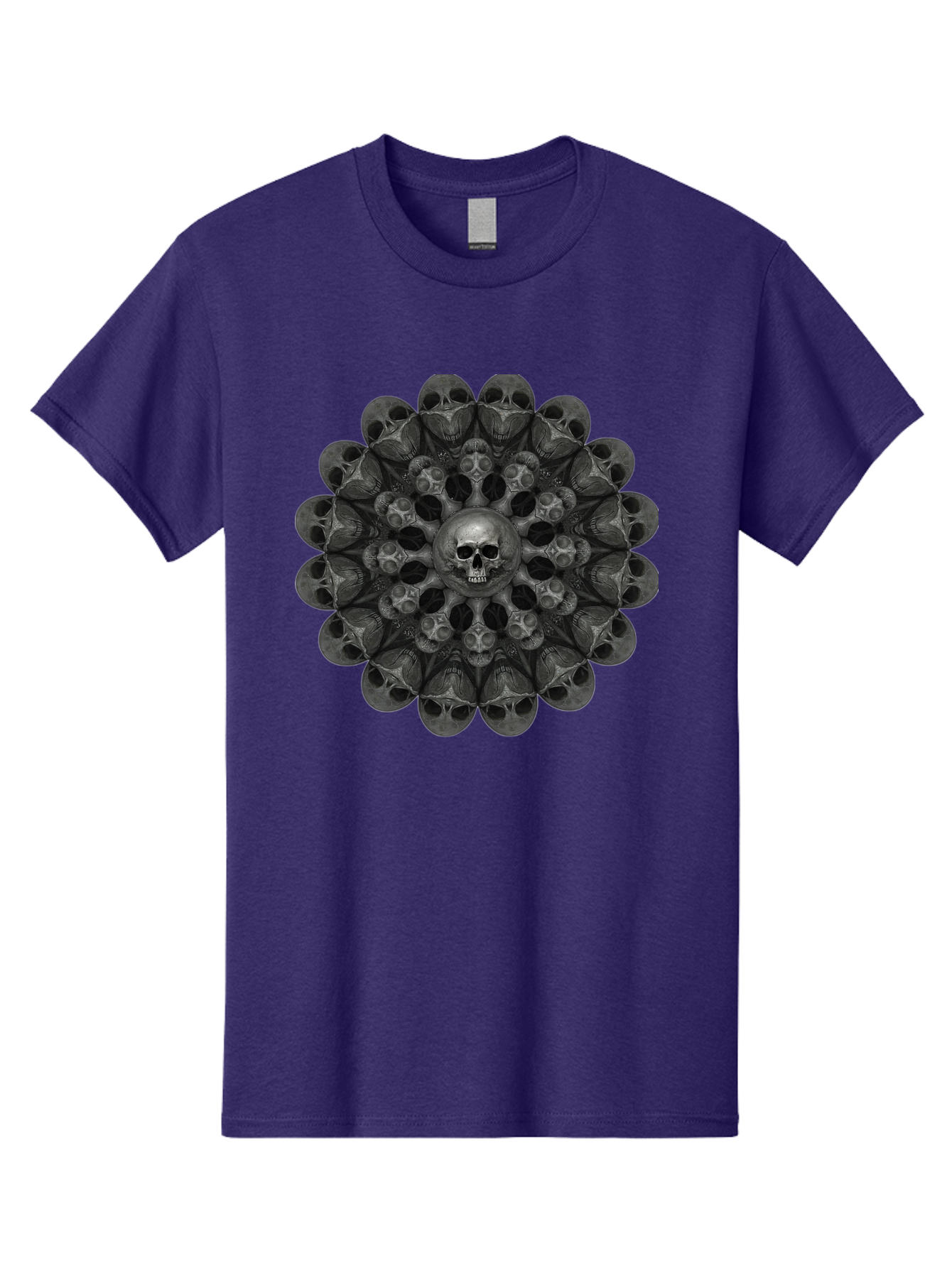 Skull-Mandala-6 Men'S Graphic Tee, 100% Cotton, Comfortable Casual Summer Wear, Machine Washable, Mandala Skull, Skull Pattern, Multiple Skulls, Gothic Art, Dark Art, Surrealism, Symbolic Imagery, Intricate Design, Mysticism, Bad600