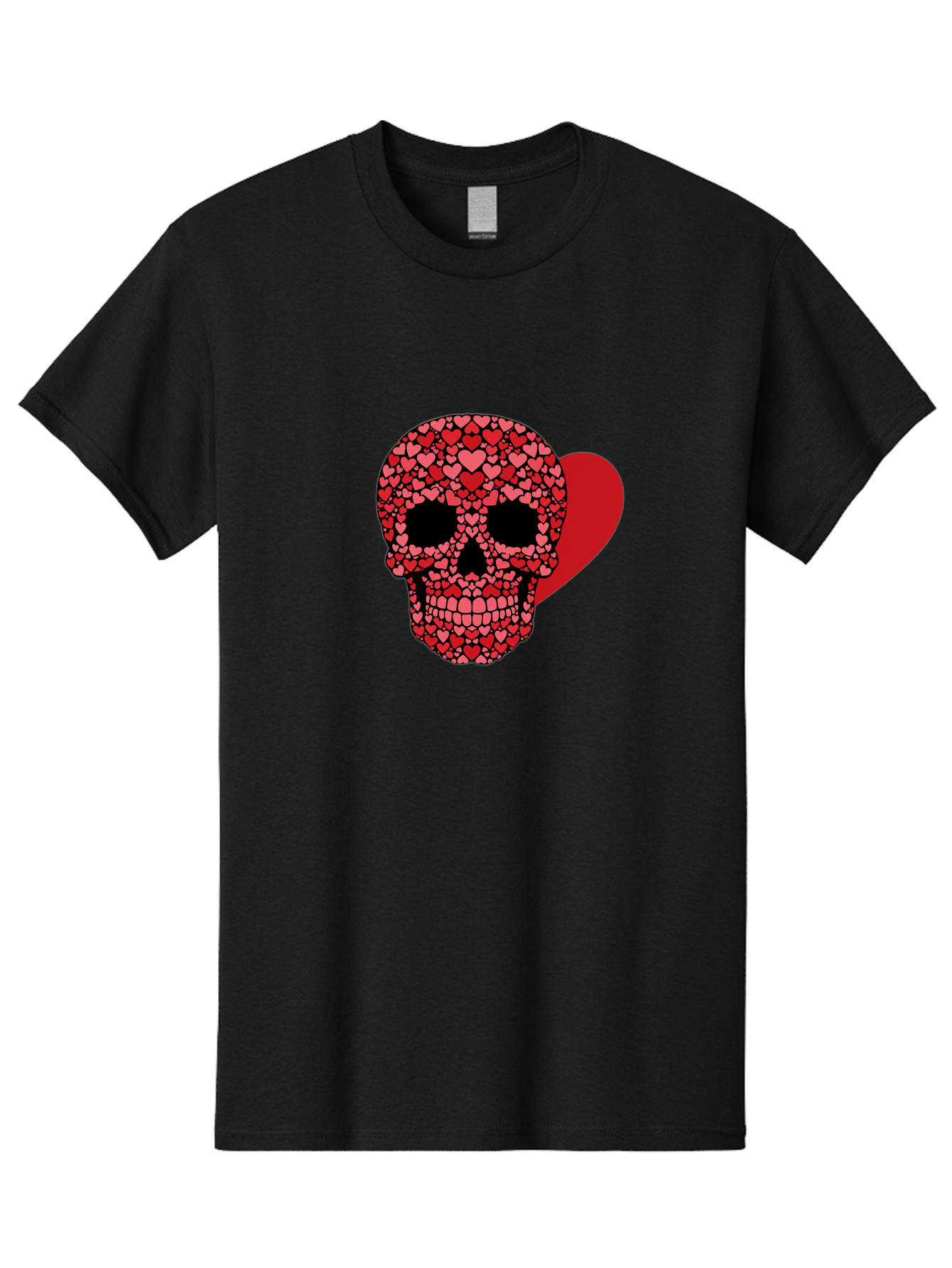 Skull-Of-Hearts Men'S Graphic Tee, 100% Cotton, Comfortable Casual Summer Wear, Machine Washable, Skull With Hearts, Heart-Shaped Skull Design, Sugar Skull Art, Red Hearts, Valentine'S Day Theme, Love Symbol, Heart Pattern, Skull Decoration, Bad603
