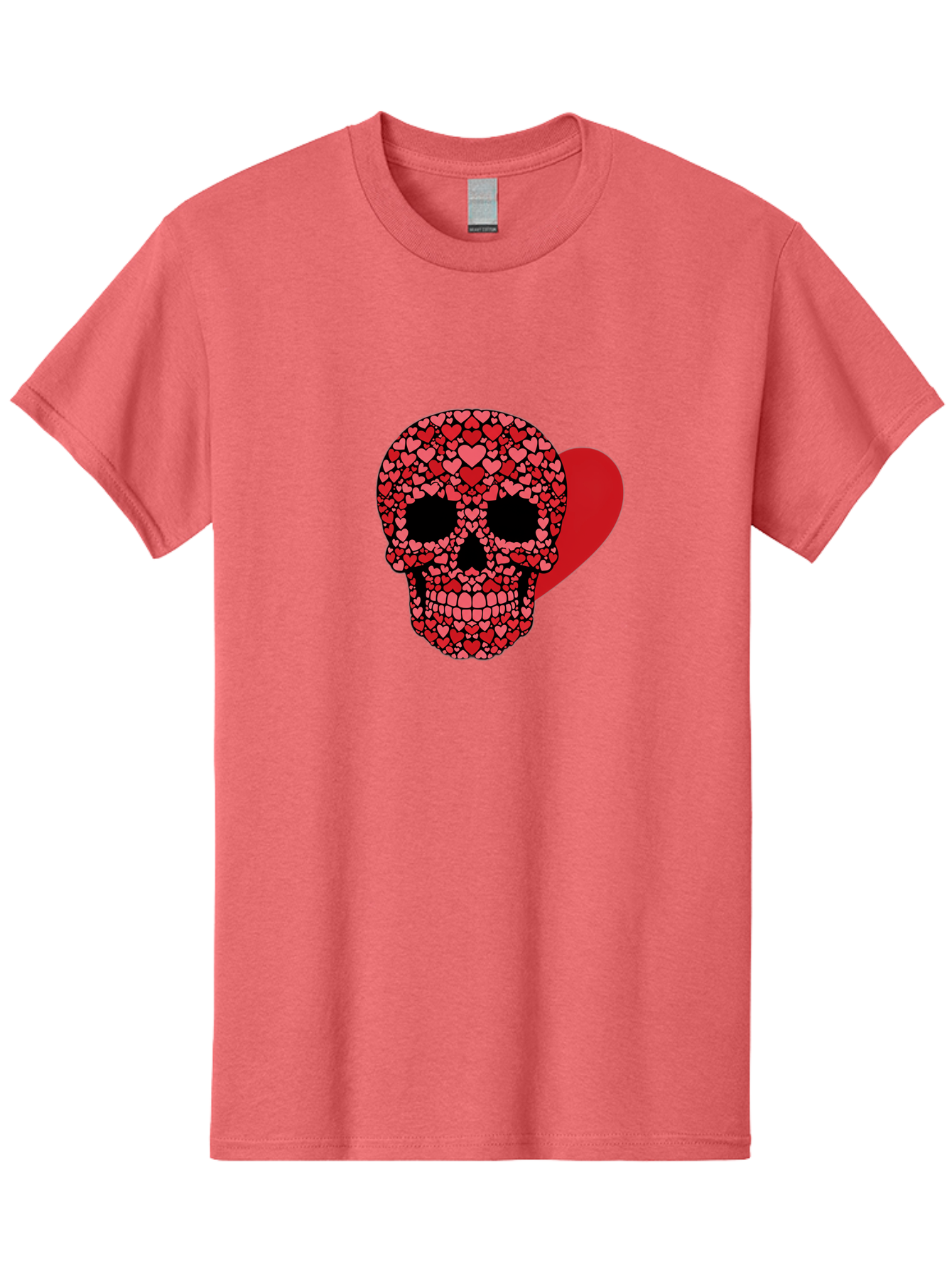 Skull-Of-Hearts Men'S Graphic Tee, 100% Cotton, Comfortable Casual Summer Wear, Machine Washable, Skull With Hearts, Heart-Shaped Skull Design, Sugar Skull Art, Red Hearts, Valentine'S Day Theme, Love Symbol, Heart Pattern, Skull Decoration, Bad603