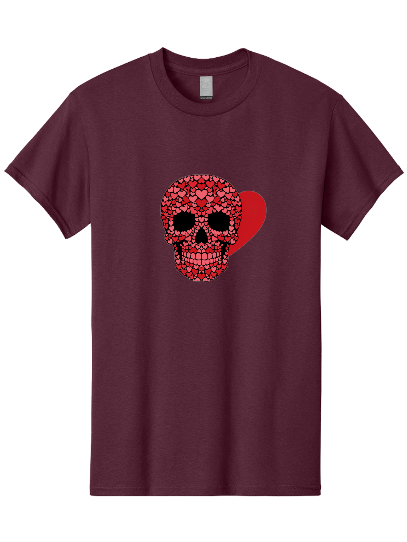 Skull-Of-Hearts Men'S Graphic Tee, 100% Cotton, Comfortable Casual Summer Wear, Machine Washable, Skull With Hearts, Heart-Shaped Skull Design, Sugar Skull Art, Red Hearts, Valentine'S Day Theme, Love Symbol, Heart Pattern, Skull Decoration, Bad603