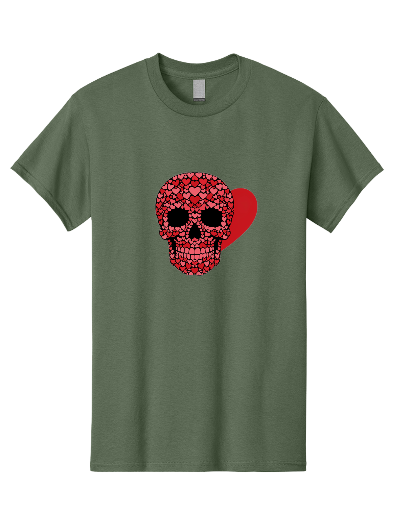 Skull-Of-Hearts Men'S Graphic Tee, 100% Cotton, Comfortable Casual Summer Wear, Machine Washable, Skull With Hearts, Heart-Shaped Skull Design, Sugar Skull Art, Red Hearts, Valentine'S Day Theme, Love Symbol, Heart Pattern, Skull Decoration, Bad603