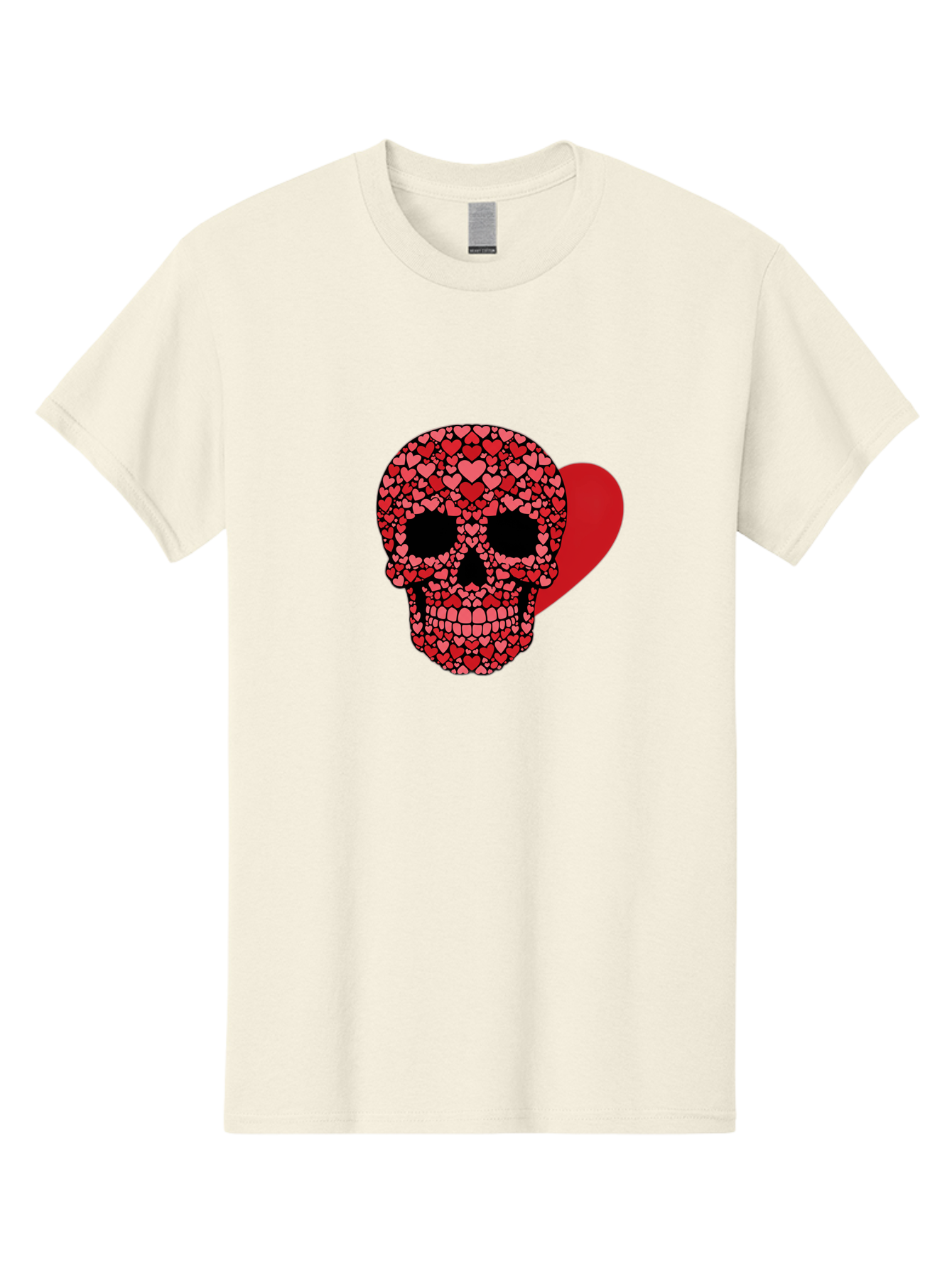 Skull-Of-Hearts Men'S Graphic Tee, 100% Cotton, Comfortable Casual Summer Wear, Machine Washable, Skull With Hearts, Heart-Shaped Skull Design, Sugar Skull Art, Red Hearts, Valentine'S Day Theme, Love Symbol, Heart Pattern, Skull Decoration, Bad603