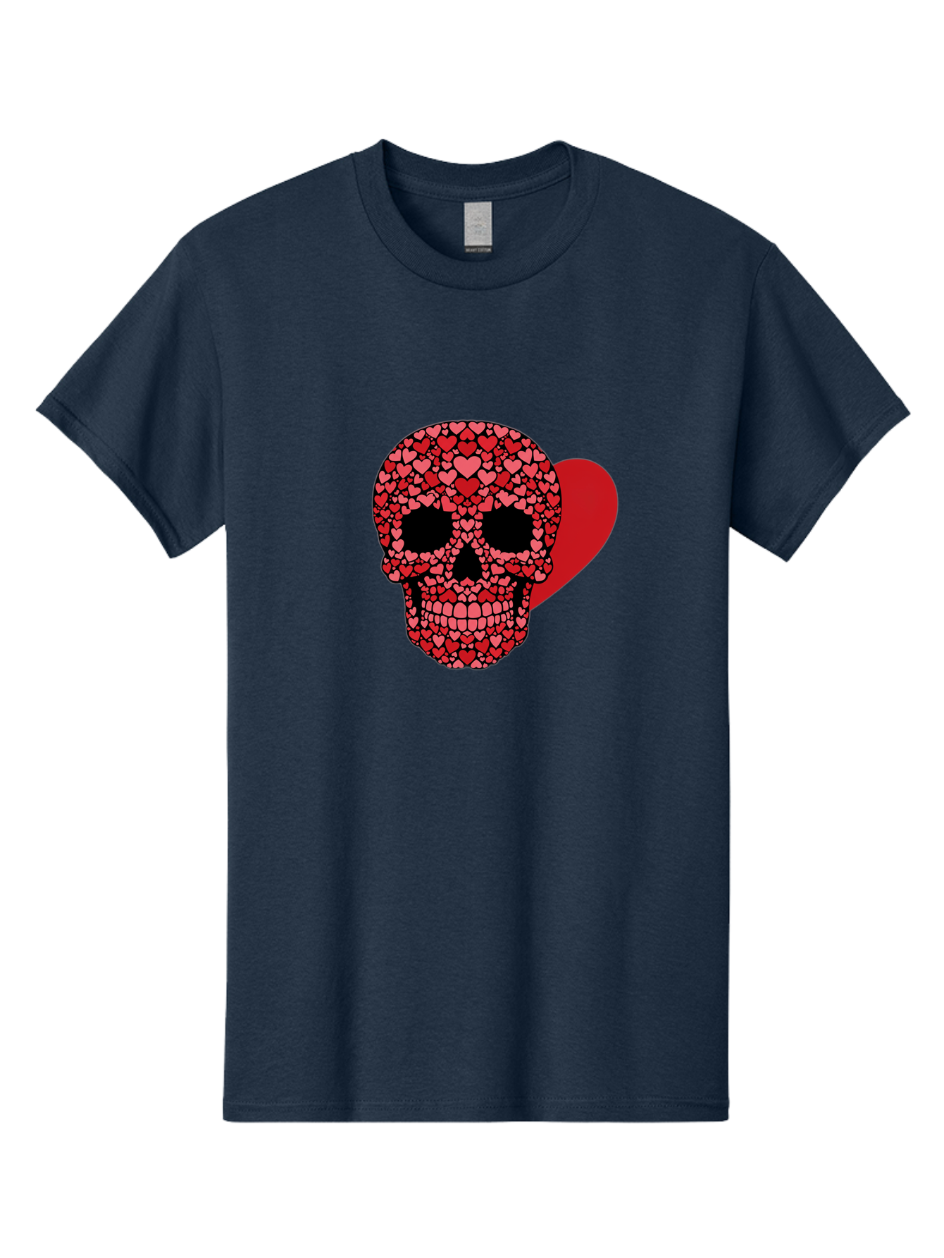 Skull-Of-Hearts Men'S Graphic Tee, 100% Cotton, Comfortable Casual Summer Wear, Machine Washable, Skull With Hearts, Heart-Shaped Skull Design, Sugar Skull Art, Red Hearts, Valentine'S Day Theme, Love Symbol, Heart Pattern, Skull Decoration, Bad603
