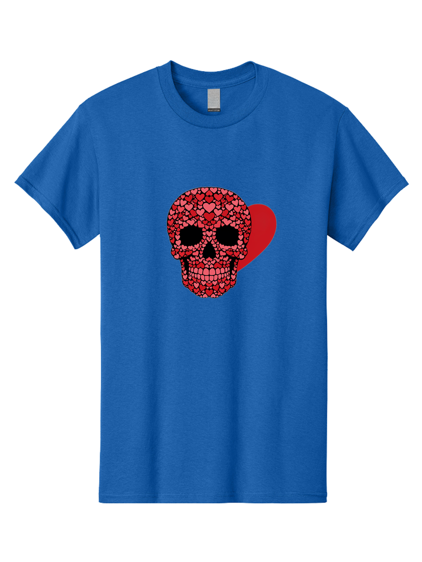 Skull-Of-Hearts Men'S Graphic Tee, 100% Cotton, Comfortable Casual Summer Wear, Machine Washable, Skull With Hearts, Heart-Shaped Skull Design, Sugar Skull Art, Red Hearts, Valentine'S Day Theme, Love Symbol, Heart Pattern, Skull Decoration, Bad603