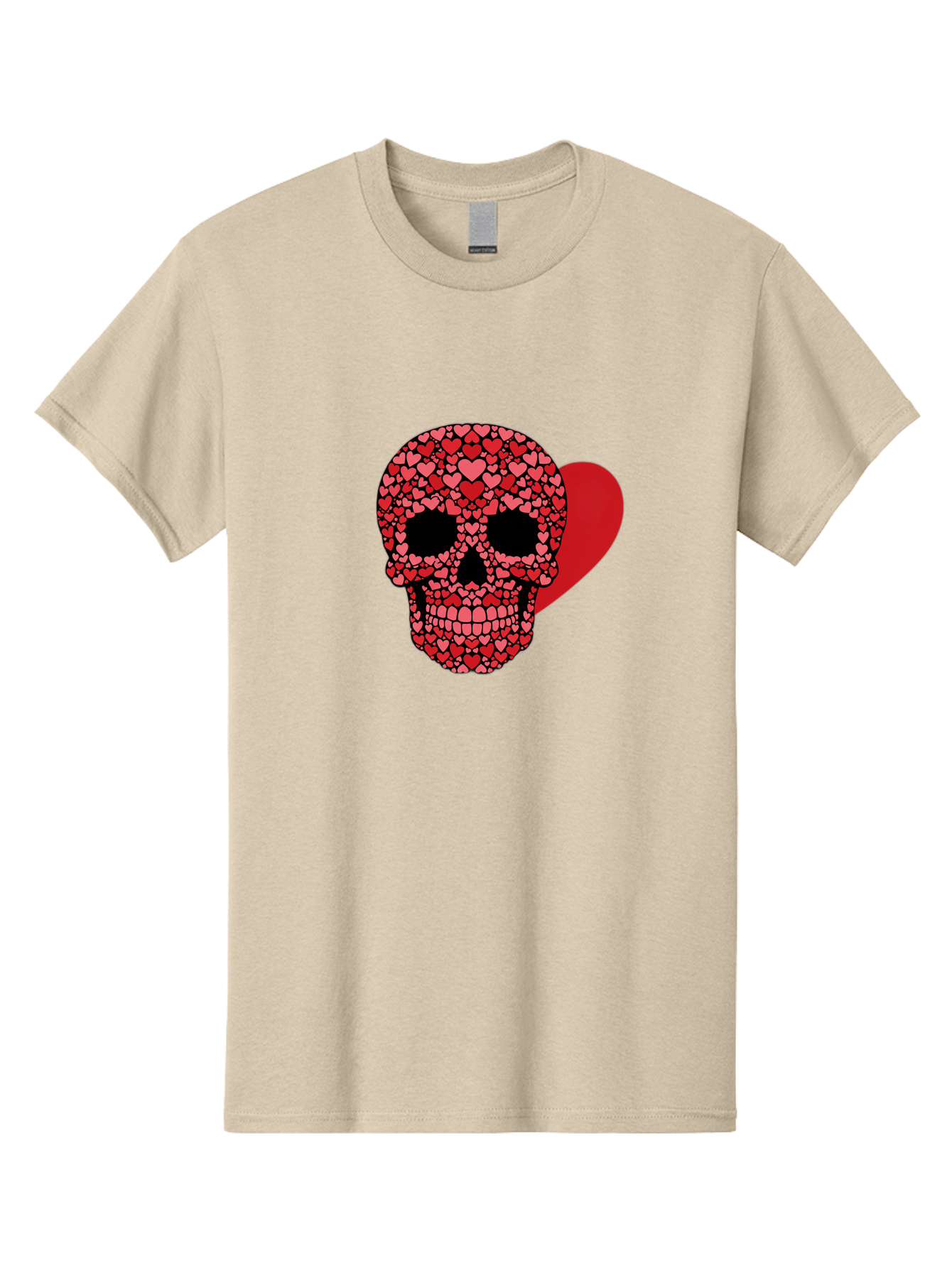 Skull-Of-Hearts Men'S Graphic Tee, 100% Cotton, Comfortable Casual Summer Wear, Machine Washable, Skull With Hearts, Heart-Shaped Skull Design, Sugar Skull Art, Red Hearts, Valentine'S Day Theme, Love Symbol, Heart Pattern, Skull Decoration, Bad603
