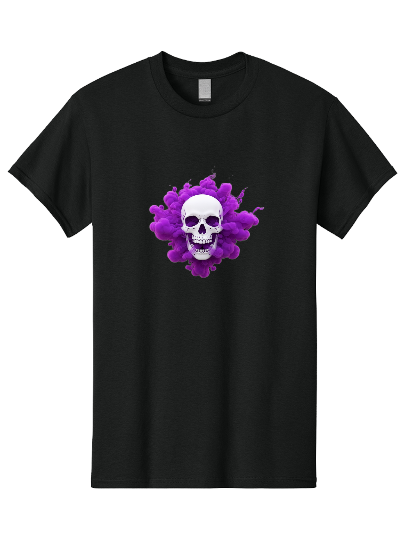 Skull-Purple-Smoke Men'S Graphic Tee, 100% Cotton, Comfortable Casual Summer Wear, Machine Washable, Human Skull, Purple Smoke, Dark Art, Gothic Style, Mysterious Atmosphere, Surreal Imagery, Edgy Design, Vibrant Purple Hue Bad605
