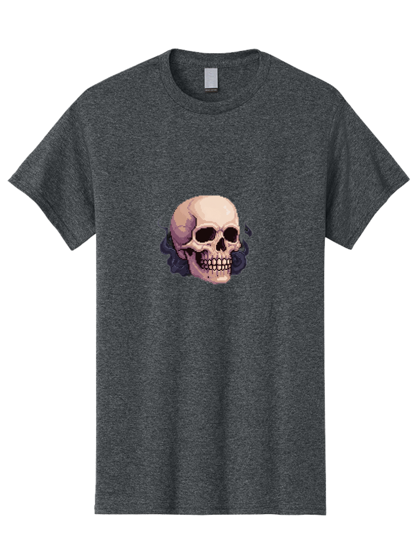Skull-With-Tentacles Men'S Graphic Tee, 100% Cotton, Comfortable Casual Summer Wear, Machine Washable, Pixel Art Skull, Human Skull, Smoke Effects, Dark Magic, Mysterious, Gothic Style, Spooky Atmosphere, Eerie, Halloween Theme Bad621