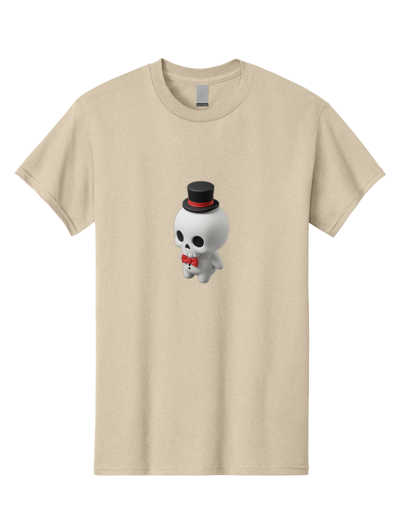 Skull-With-Top-Hat-1 Men'S Graphic Tee, 100% Cotton, Comfortable Casual Summer Wear, Machine Washable, Cartoon Skull, Top Hat, Red Bow Tie, Black Hatband, 3D Illustration, Gothic Style, Skull Character, Fashion Accessories, Stylish Skeleton Bad622