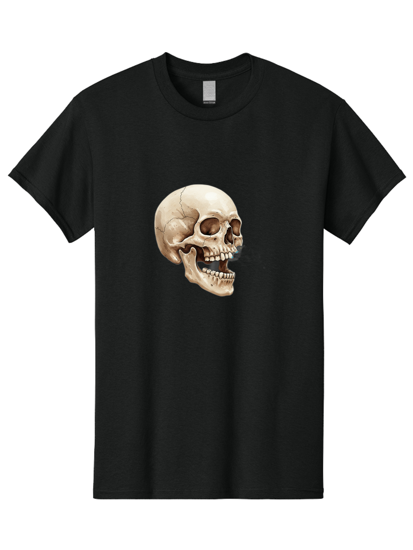 Skull Men'S Graphic Tee, 100% Cotton, Comfortable Casual Summer Wear, Machine Washable, Human Skull, Skeletal Head, Jawbone, Teeth, Anatomy, Bones, Forensic Science, Medical Illustration, Skull Structure Bad627