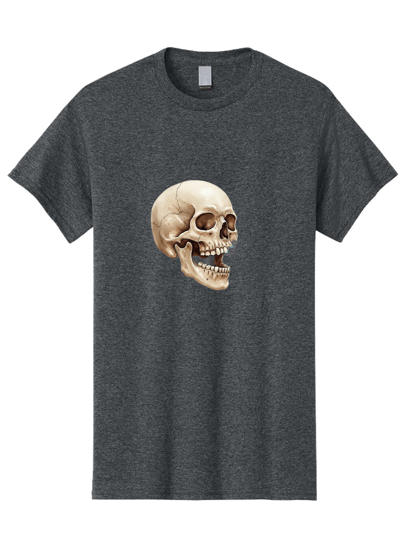 Skull Men'S Graphic Tee, 100% Cotton, Comfortable Casual Summer Wear, Machine Washable, Human Skull, Skeletal Head, Jawbone, Teeth, Anatomy, Bones, Forensic Science, Medical Illustration, Skull Structure Bad627