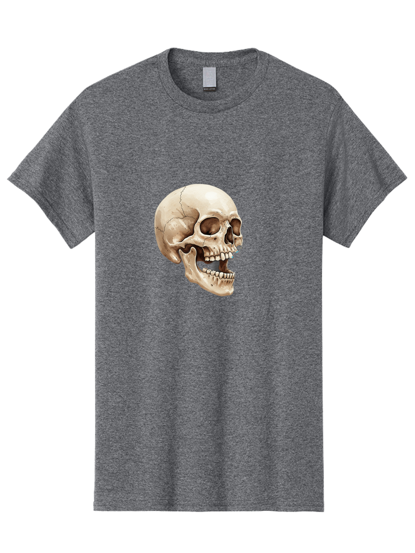 Skull Men'S Graphic Tee, 100% Cotton, Comfortable Casual Summer Wear, Machine Washable, Human Skull, Skeletal Head, Jawbone, Teeth, Anatomy, Bones, Forensic Science, Medical Illustration, Skull Structure Bad627