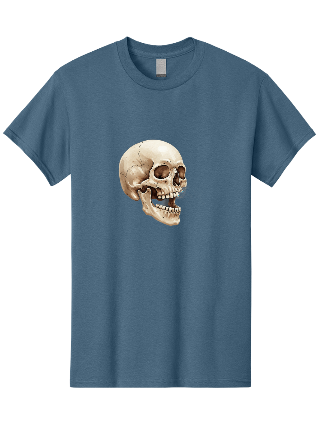 Skull Men'S Graphic Tee, 100% Cotton, Comfortable Casual Summer Wear, Machine Washable, Human Skull, Skeletal Head, Jawbone, Teeth, Anatomy, Bones, Forensic Science, Medical Illustration, Skull Structure Bad627