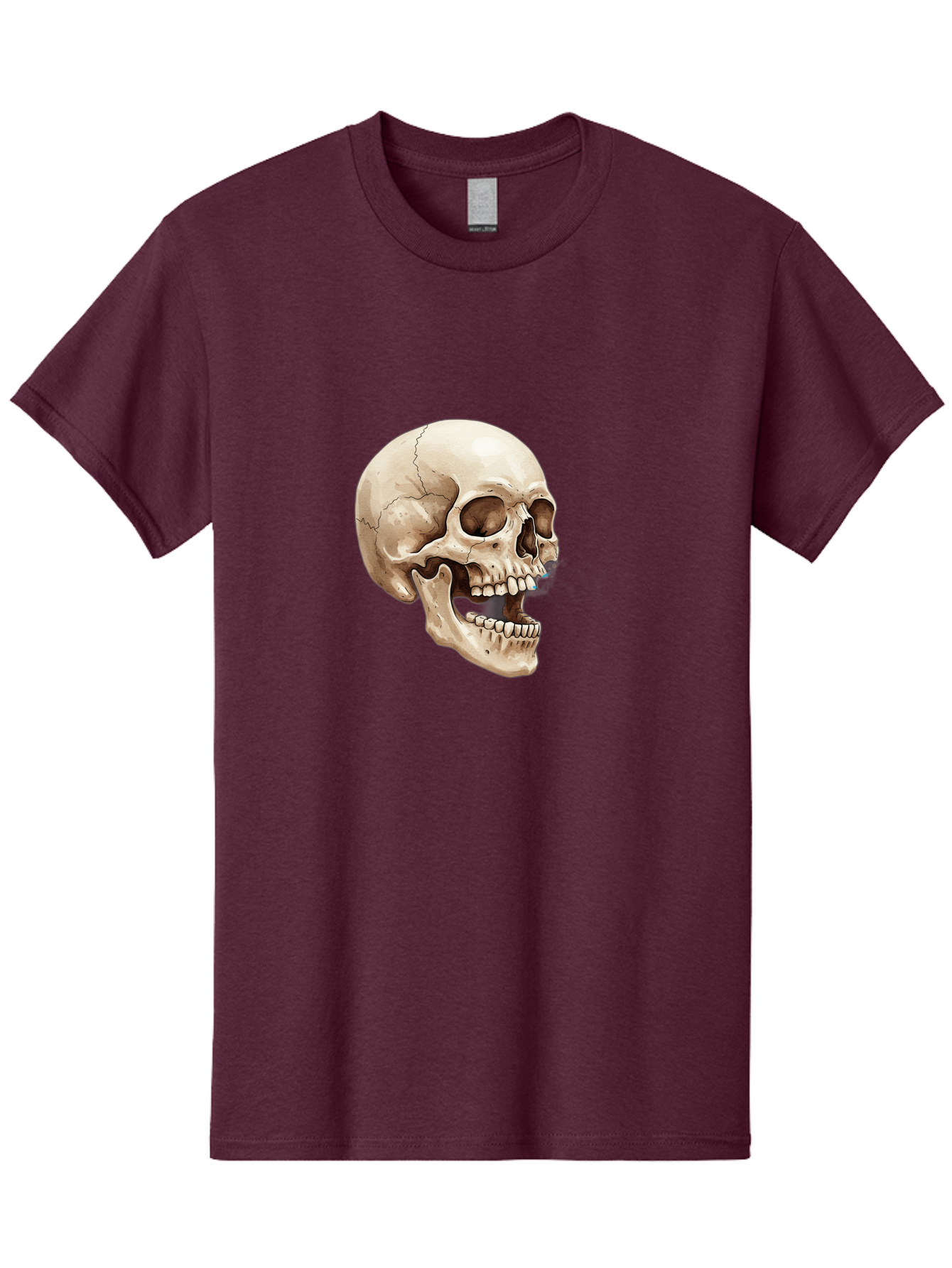 Skull Men'S Graphic Tee, 100% Cotton, Comfortable Casual Summer Wear, Machine Washable, Human Skull, Skeletal Head, Jawbone, Teeth, Anatomy, Bones, Forensic Science, Medical Illustration, Skull Structure Bad627