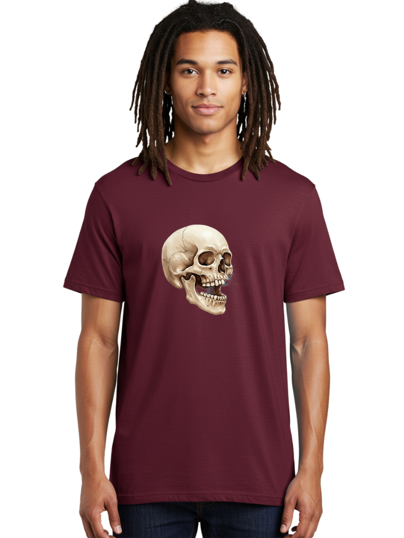 Skull Men'S Graphic Tee, 100% Cotton, Comfortable Casual Summer Wear, Machine Washable, Human Skull, Skeletal Head, Jawbone, Teeth, Anatomy, Bones, Forensic Science, Medical Illustration, Skull Structure Bad627