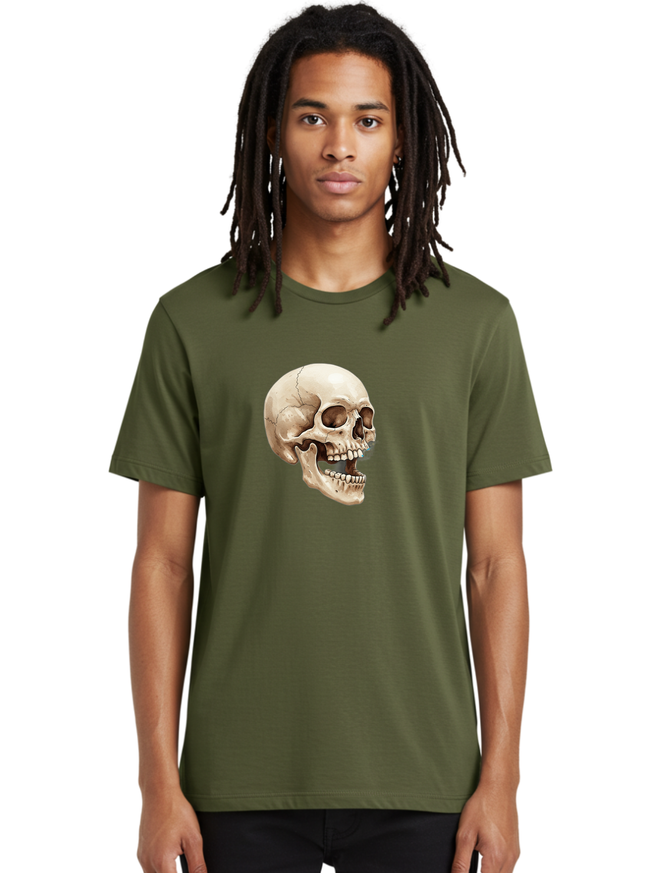 Skull Men'S Graphic Tee, 100% Cotton, Comfortable Casual Summer Wear, Machine Washable, Human Skull, Skeletal Head, Jawbone, Teeth, Anatomy, Bones, Forensic Science, Medical Illustration, Skull Structure Bad627