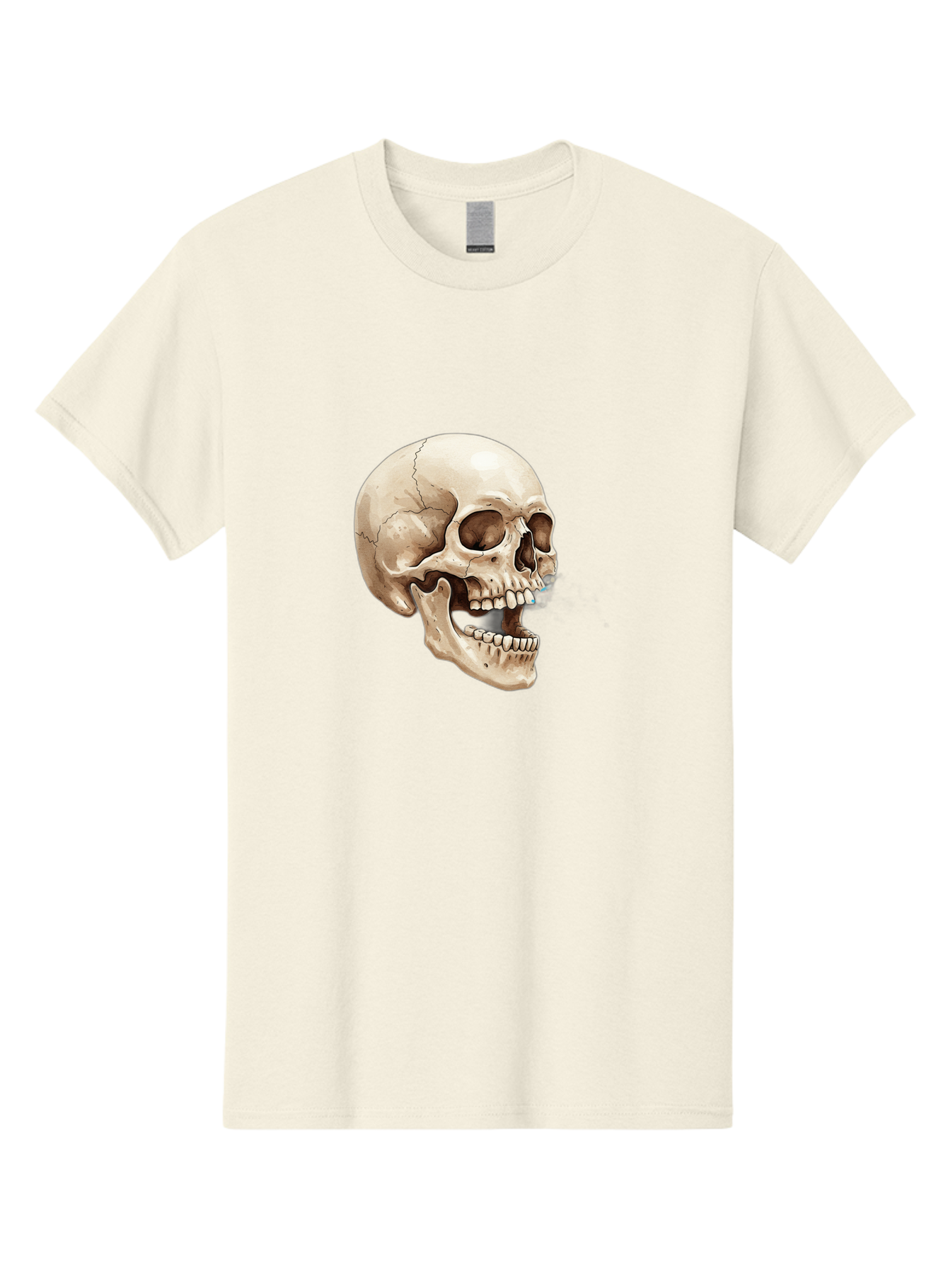 Skull Men'S Graphic Tee, 100% Cotton, Comfortable Casual Summer Wear, Machine Washable, Human Skull, Skeletal Head, Jawbone, Teeth, Anatomy, Bones, Forensic Science, Medical Illustration, Skull Structure Bad627