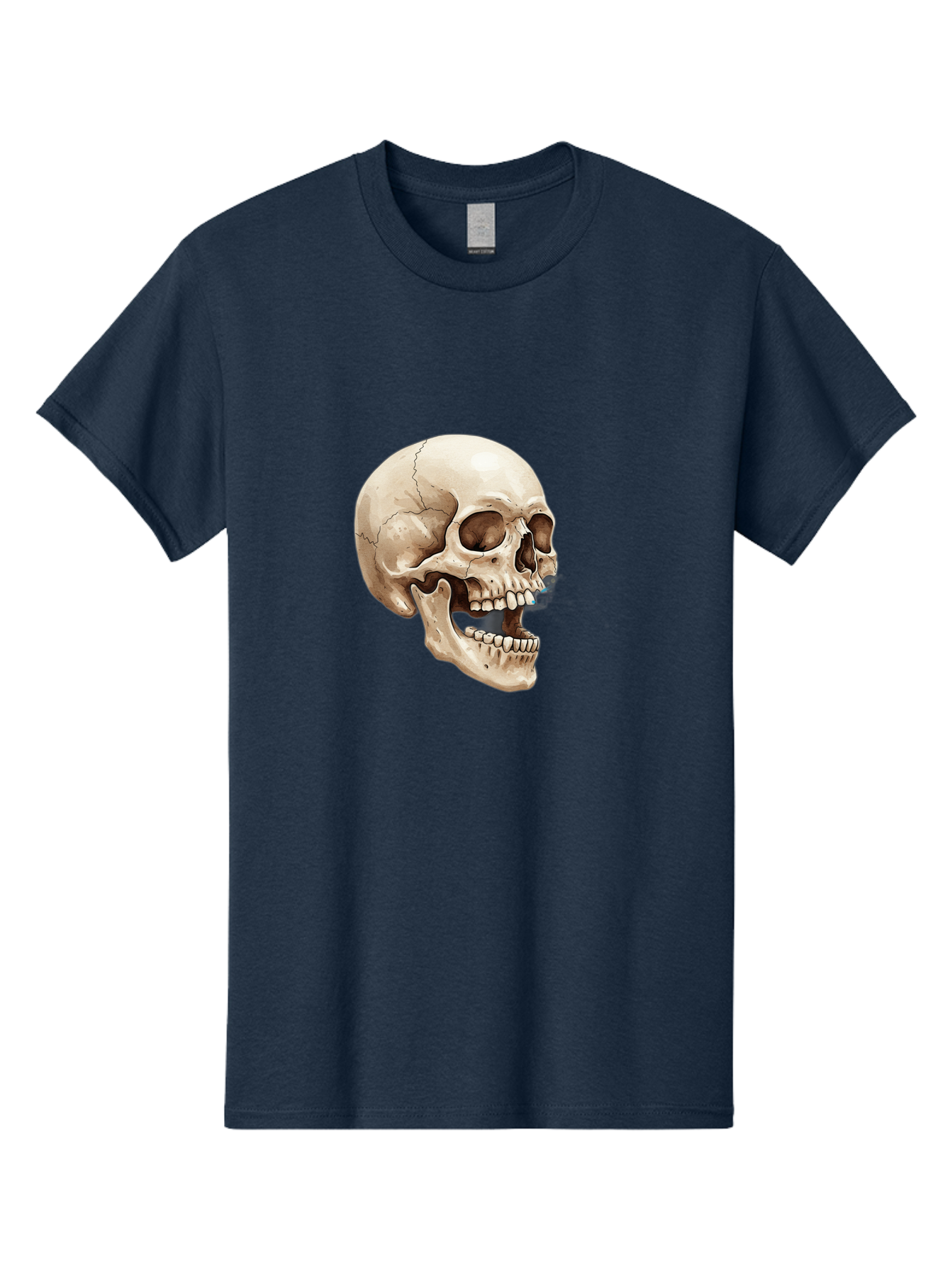 Skull Men'S Graphic Tee, 100% Cotton, Comfortable Casual Summer Wear, Machine Washable, Human Skull, Skeletal Head, Jawbone, Teeth, Anatomy, Bones, Forensic Science, Medical Illustration, Skull Structure Bad627