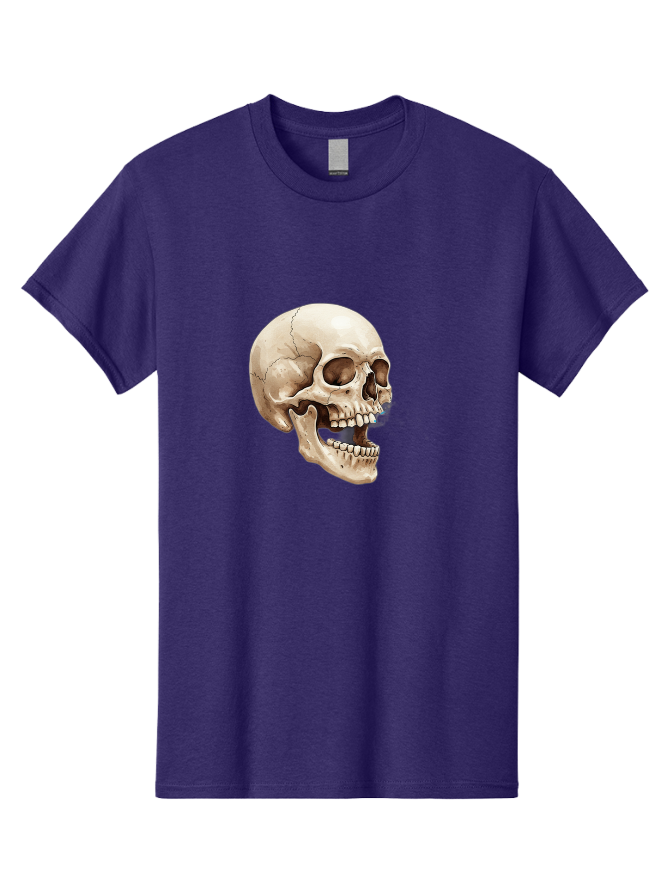 Skull Men'S Graphic Tee, 100% Cotton, Comfortable Casual Summer Wear, Machine Washable, Human Skull, Skeletal Head, Jawbone, Teeth, Anatomy, Bones, Forensic Science, Medical Illustration, Skull Structure Bad627