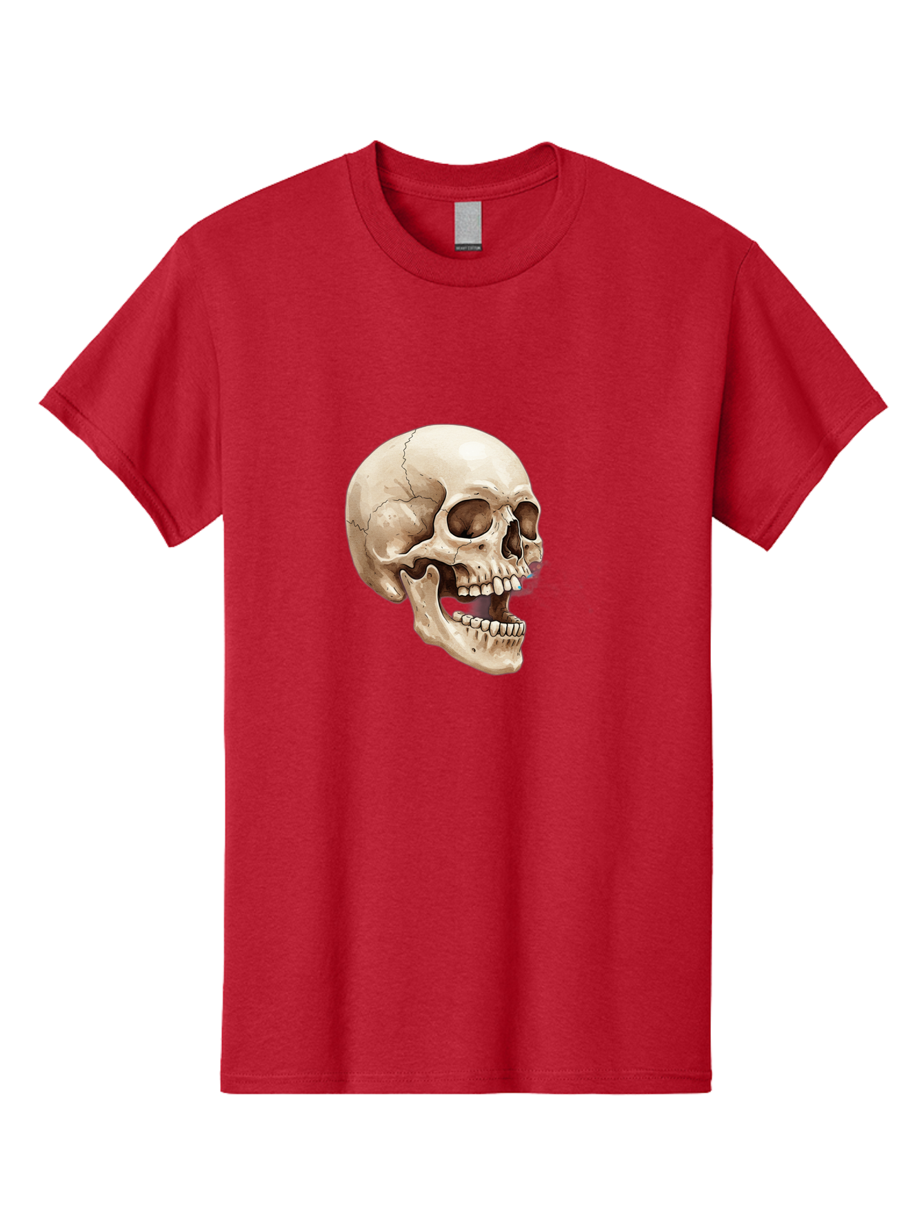 Skull Men'S Graphic Tee, 100% Cotton, Comfortable Casual Summer Wear, Machine Washable, Human Skull, Skeletal Head, Jawbone, Teeth, Anatomy, Bones, Forensic Science, Medical Illustration, Skull Structure Bad627