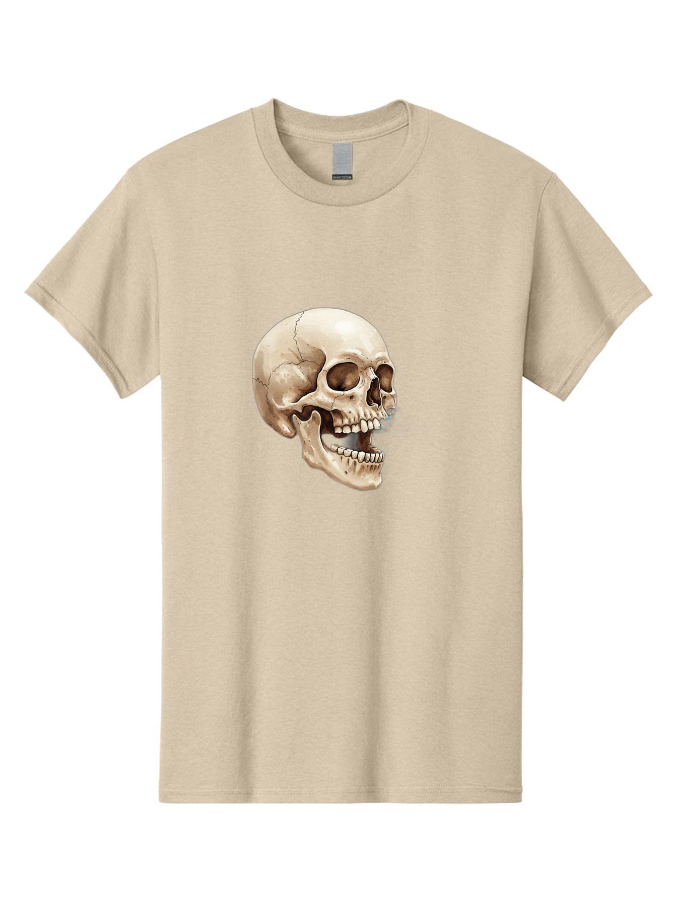 Skull Men'S Graphic Tee, 100% Cotton, Comfortable Casual Summer Wear, Machine Washable, Human Skull, Skeletal Head, Jawbone, Teeth, Anatomy, Bones, Forensic Science, Medical Illustration, Skull Structure Bad627
