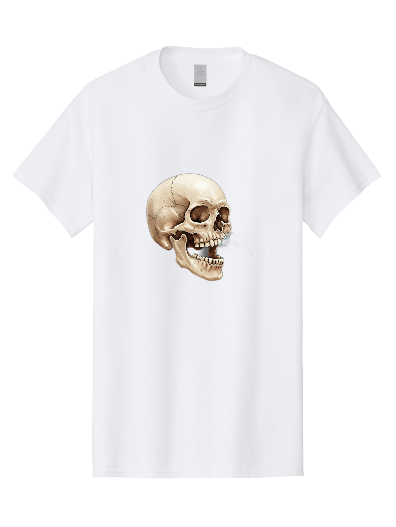 Skull Men'S Graphic Tee, 100% Cotton, Comfortable Casual Summer Wear, Machine Washable, Human Skull, Skeletal Head, Jawbone, Teeth, Anatomy, Bones, Forensic Science, Medical Illustration, Skull Structure Bad627
