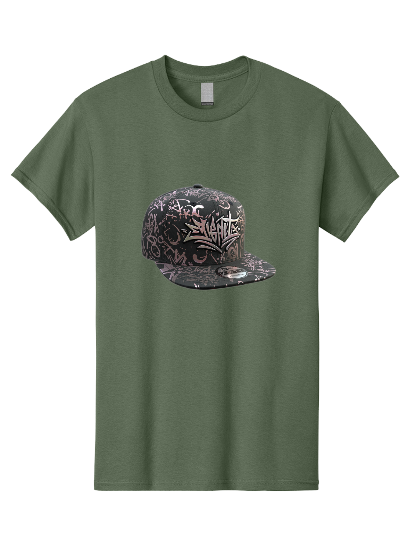 Slanted-Graffiti Men'S Graphic Tee, 100% Cotton, Comfortable Casual Summer Wear, Machine Washable, Black Baseball Cap, Graffiti Design, Streetwear Fashion, Urban Style, Snaghtz Logo, Casual Wear, Trendy Accessories, 47 Brand Label Bad628