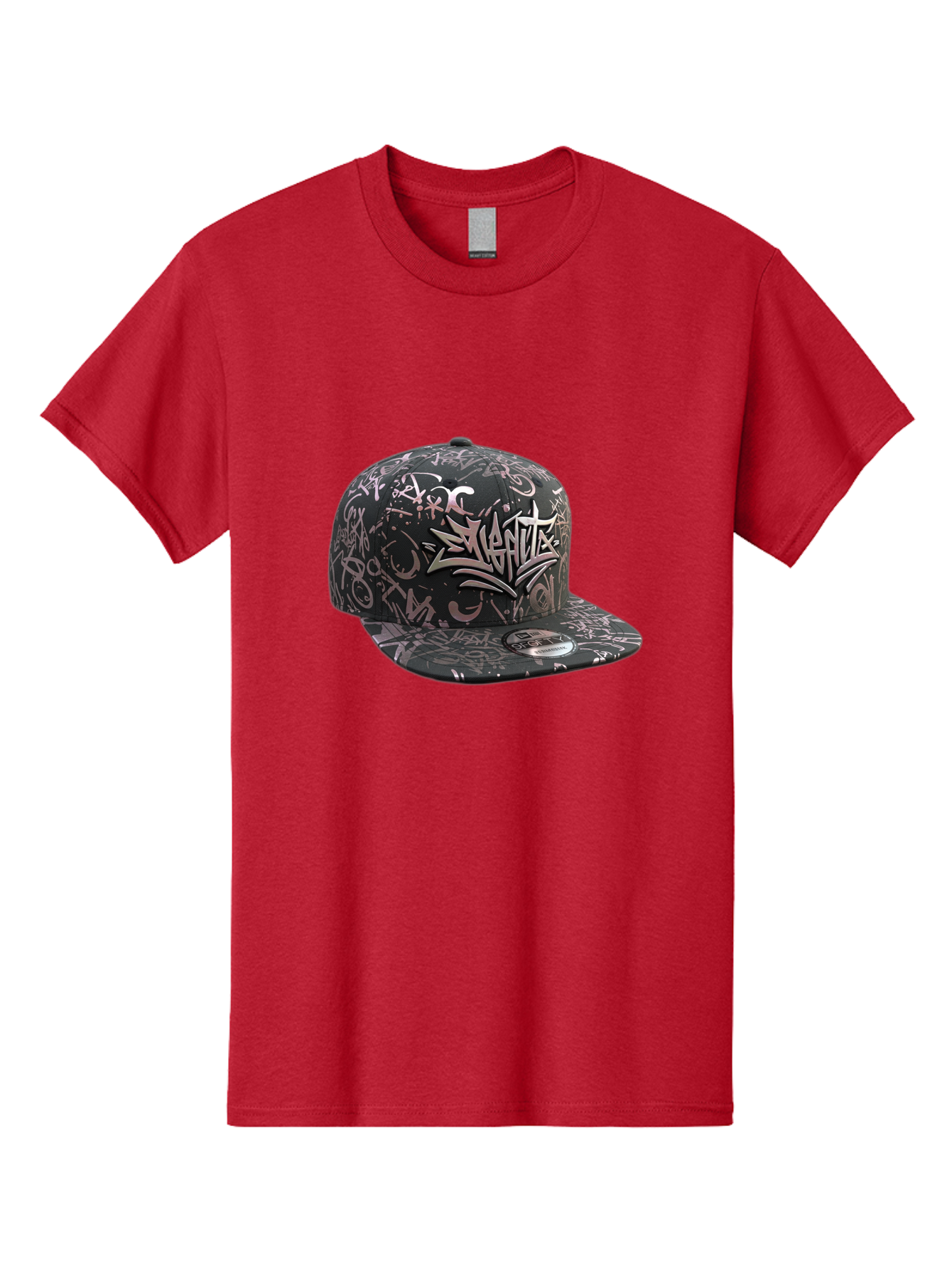 Slanted-Graffiti Men'S Graphic Tee, 100% Cotton, Comfortable Casual Summer Wear, Machine Washable, Black Baseball Cap, Graffiti Design, Streetwear Fashion, Urban Style, Snaghtz Logo, Casual Wear, Trendy Accessories, 47 Brand Label Bad628
