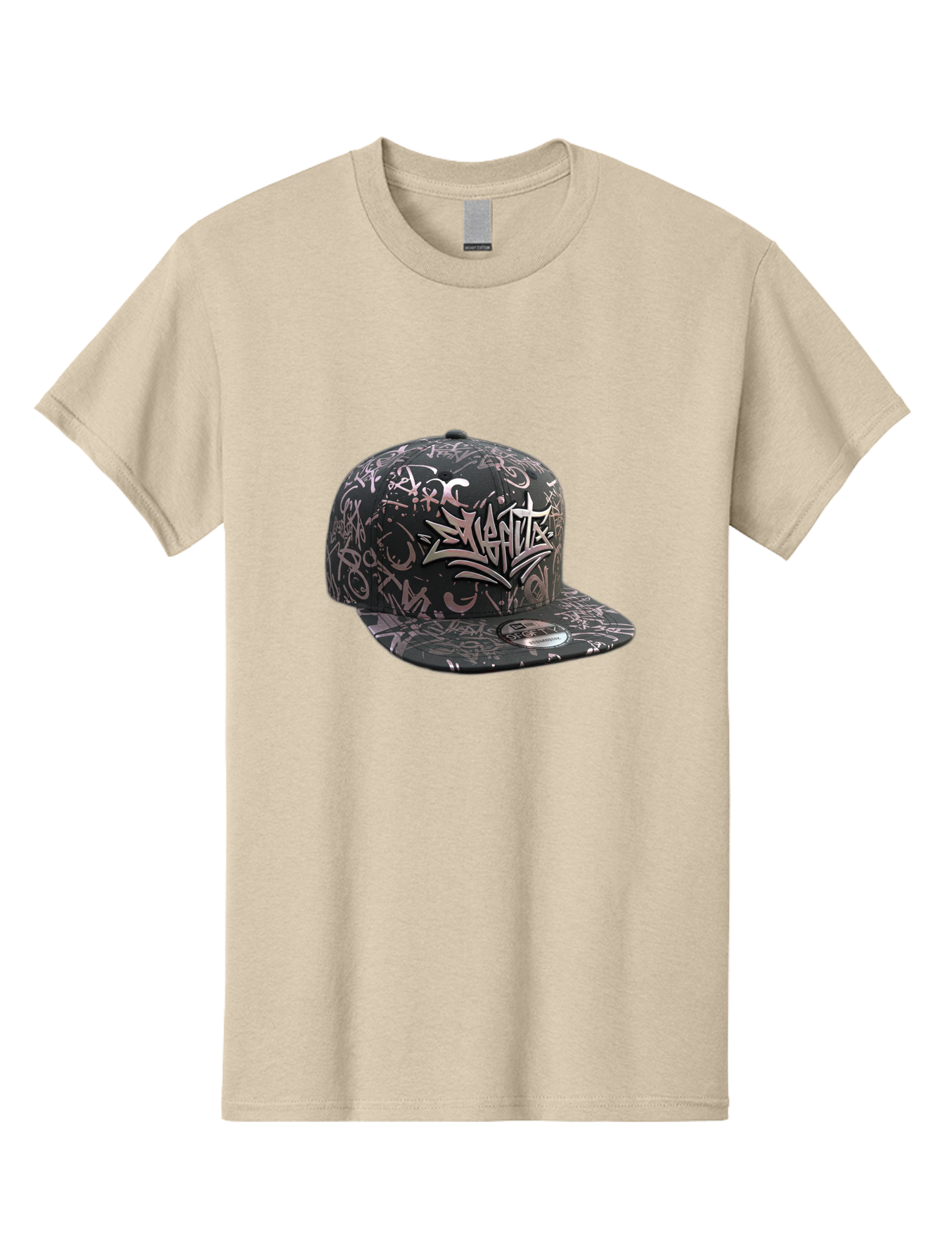 Slanted-Graffiti Men'S Graphic Tee, 100% Cotton, Comfortable Casual Summer Wear, Machine Washable, Black Baseball Cap, Graffiti Design, Streetwear Fashion, Urban Style, Snaghtz Logo, Casual Wear, Trendy Accessories, 47 Brand Label Bad628