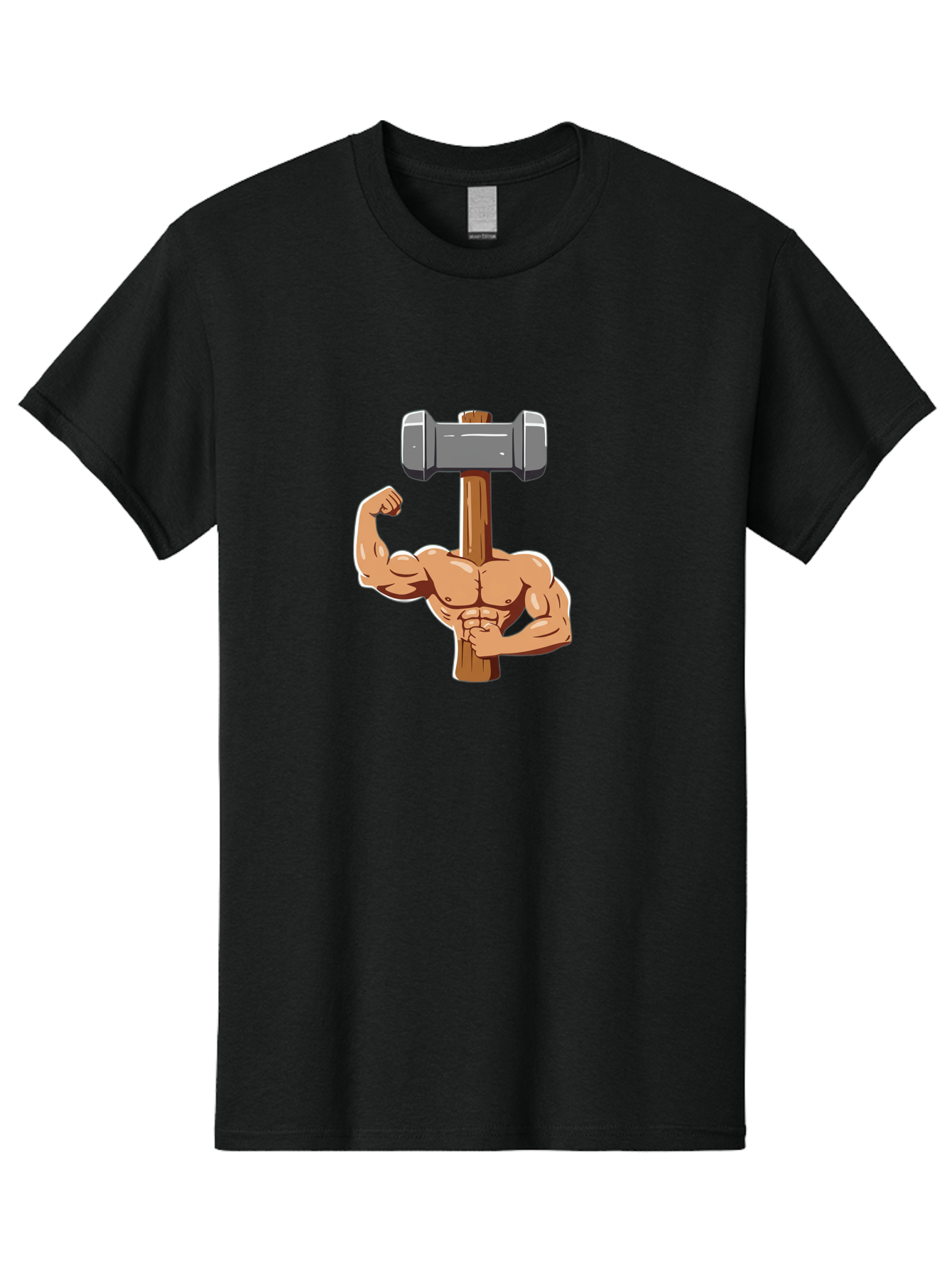 Sledge-Hammer-Arm Men'S Graphic Tee, 100% Cotton, Comfortable Casual Summer Wear, Machine Washable, Strong Arm, Flexed Bicep, Muscular Physique, Sledgehammer, Power Symbol, Strength Training, Fitness, Cartoon Illustration, Bodybuilding Bad629