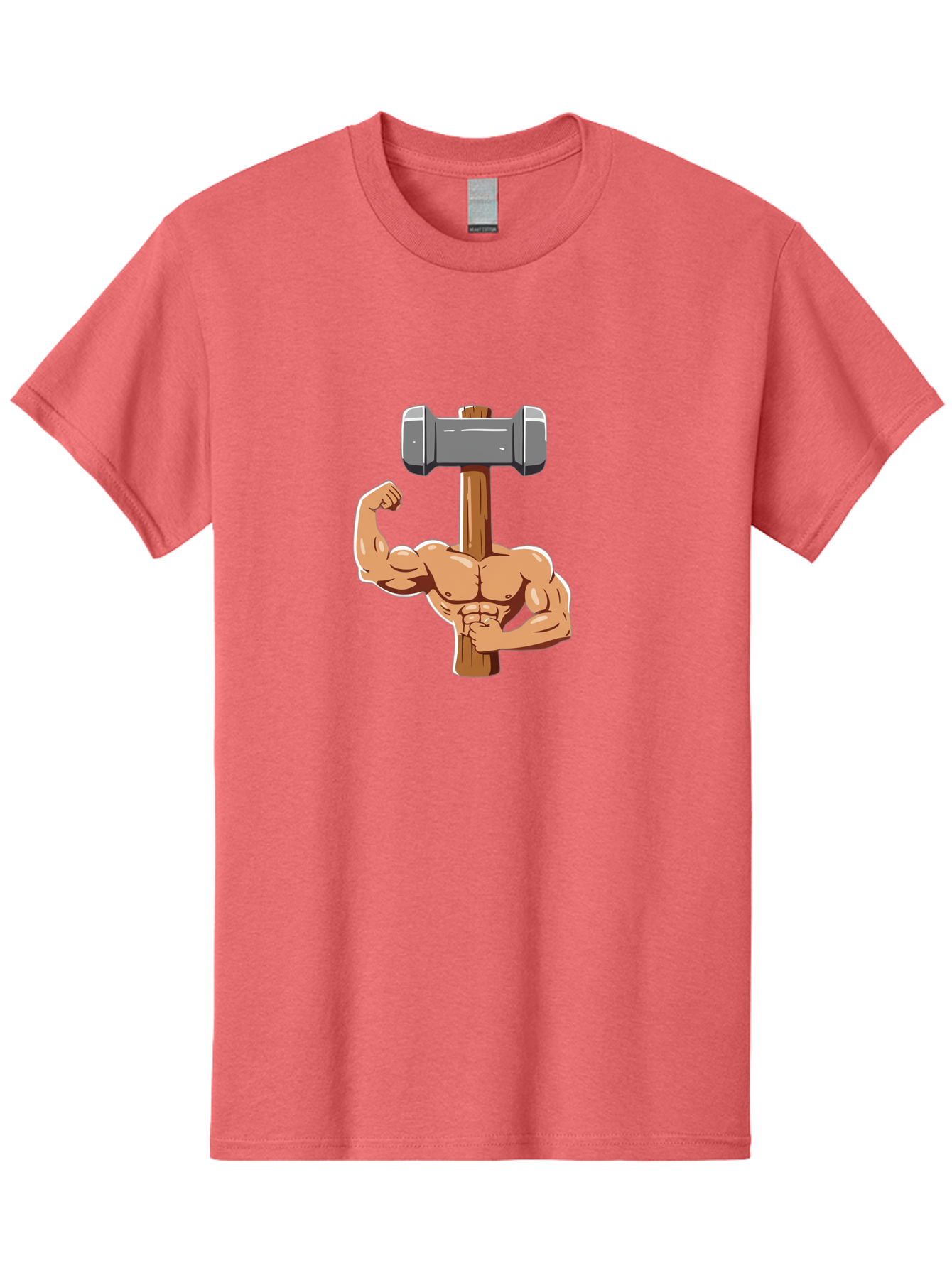Sledge-Hammer-Arm Men'S Graphic Tee, 100% Cotton, Comfortable Casual Summer Wear, Machine Washable, Strong Arm, Flexed Bicep, Muscular Physique, Sledgehammer, Power Symbol, Strength Training, Fitness, Cartoon Illustration, Bodybuilding Bad629