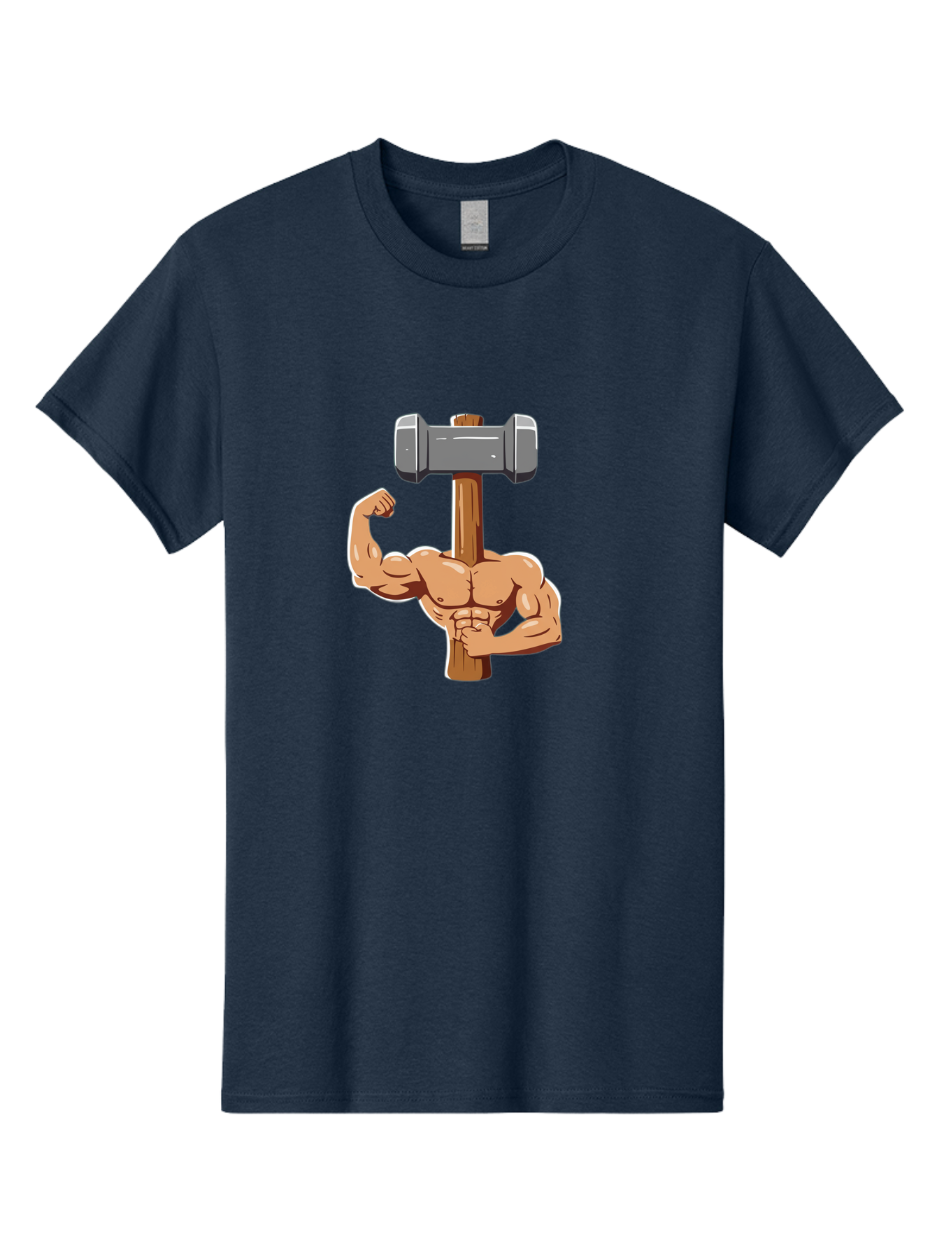 Sledge-Hammer-Arm Men'S Graphic Tee, 100% Cotton, Comfortable Casual Summer Wear, Machine Washable, Strong Arm, Flexed Bicep, Muscular Physique, Sledgehammer, Power Symbol, Strength Training, Fitness, Cartoon Illustration, Bodybuilding Bad629