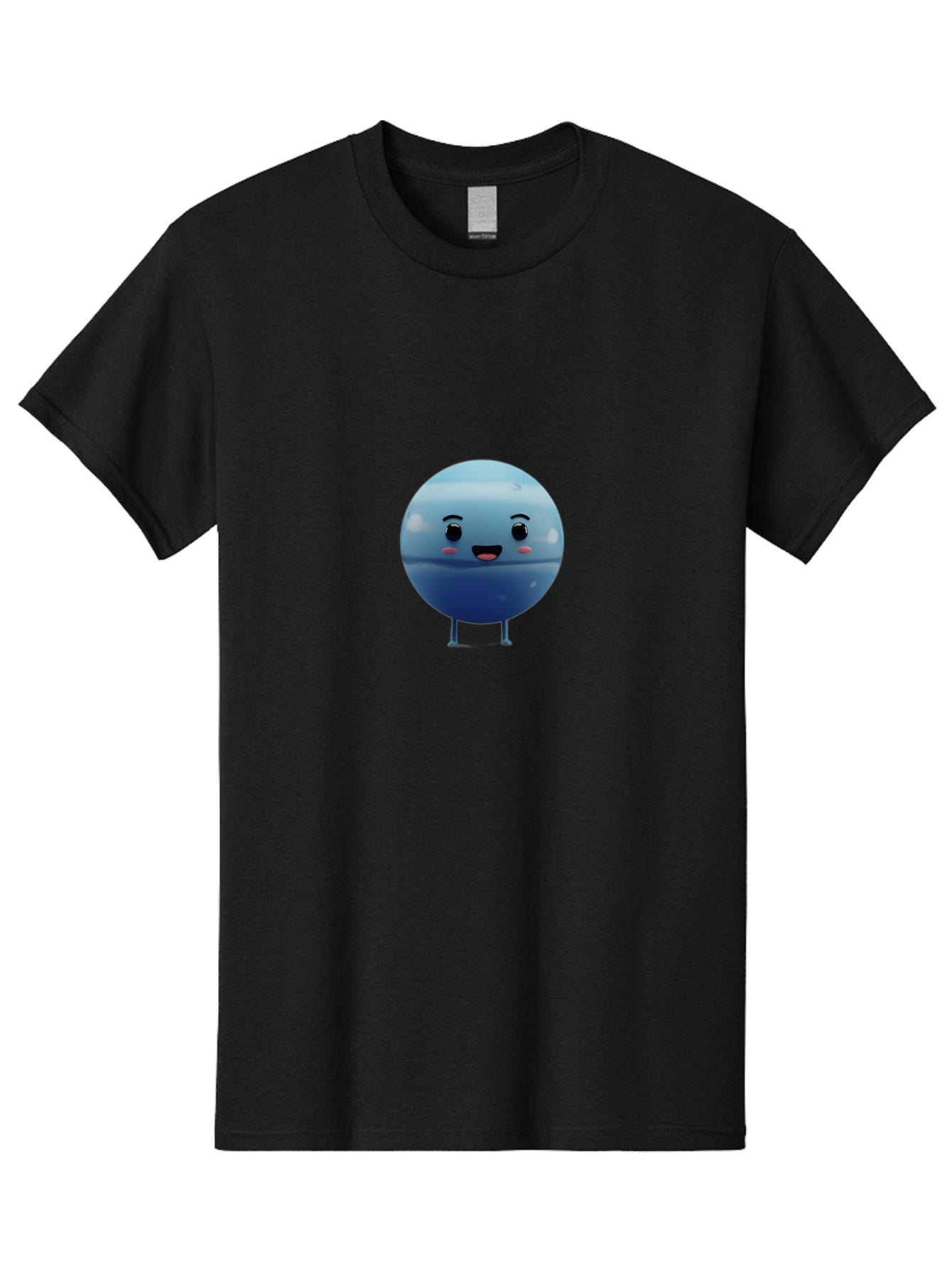 Smiling-Earth Men'S Graphic Tee, 100% Cotton, Comfortable Casual Summer Wear, Machine Washable, Water Droplet Character, Cute Cartoon Illustration, Blue Water Droplet, Happy Face, Rosy Cheeks, Funny Animation, Playful Vibe, Smiling Water Drop Bad637