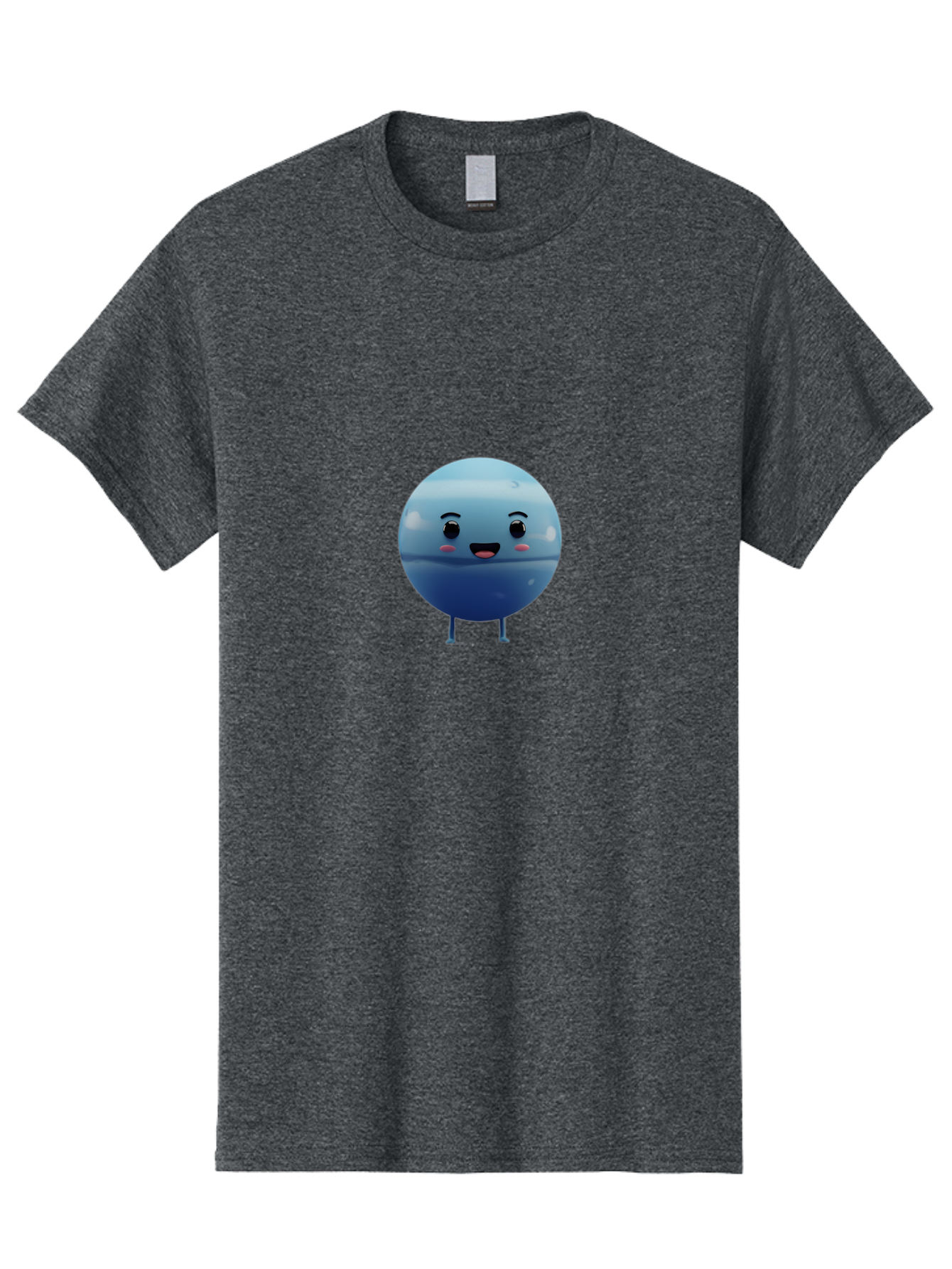 Smiling-Earth Men'S Graphic Tee, 100% Cotton, Comfortable Casual Summer Wear, Machine Washable, Water Droplet Character, Cute Cartoon Illustration, Blue Water Droplet, Happy Face, Rosy Cheeks, Funny Animation, Playful Vibe, Smiling Water Drop Bad637