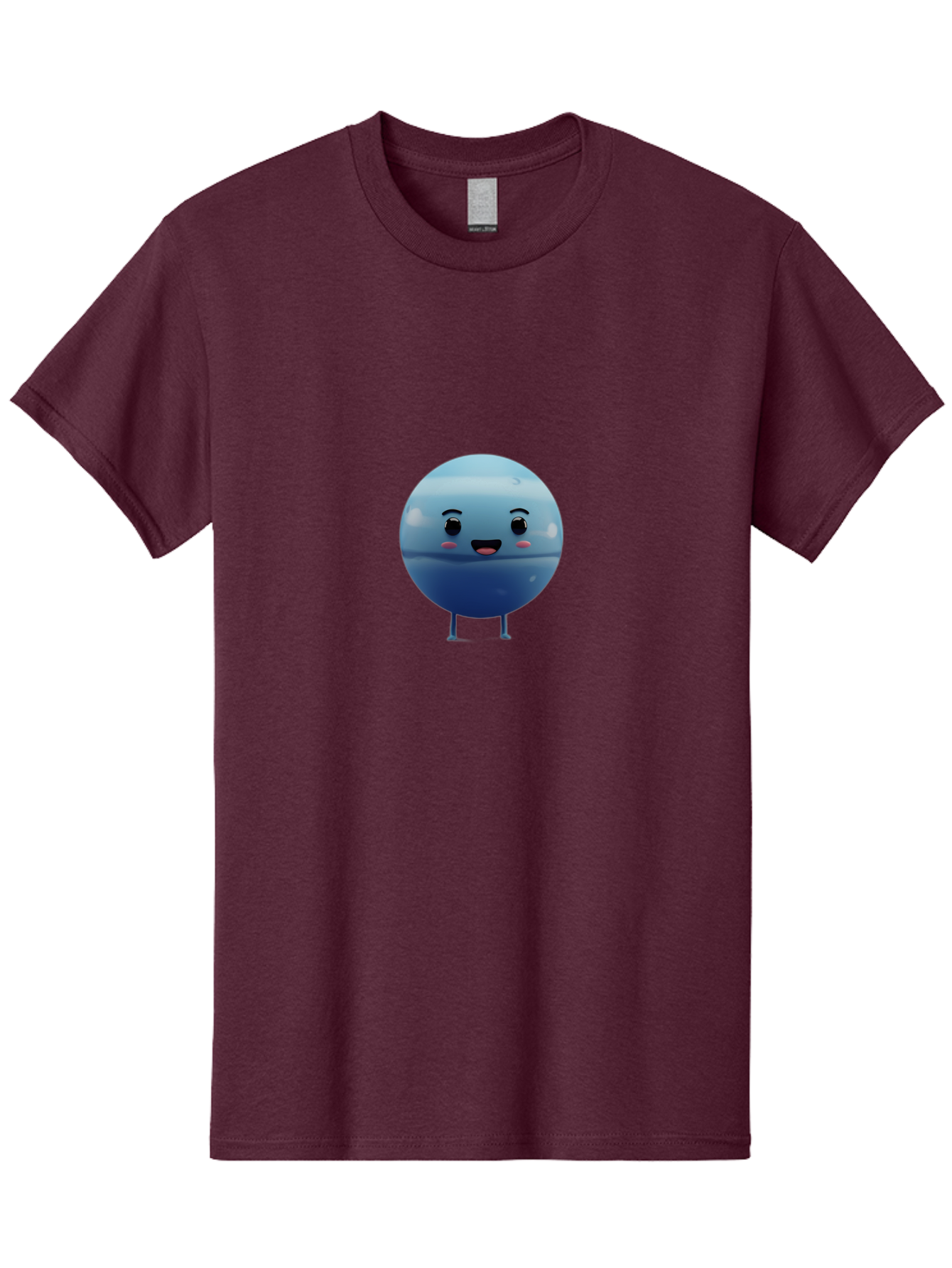 Smiling-Earth Men'S Graphic Tee, 100% Cotton, Comfortable Casual Summer Wear, Machine Washable, Water Droplet Character, Cute Cartoon Illustration, Blue Water Droplet, Happy Face, Rosy Cheeks, Funny Animation, Playful Vibe, Smiling Water Drop Bad637
