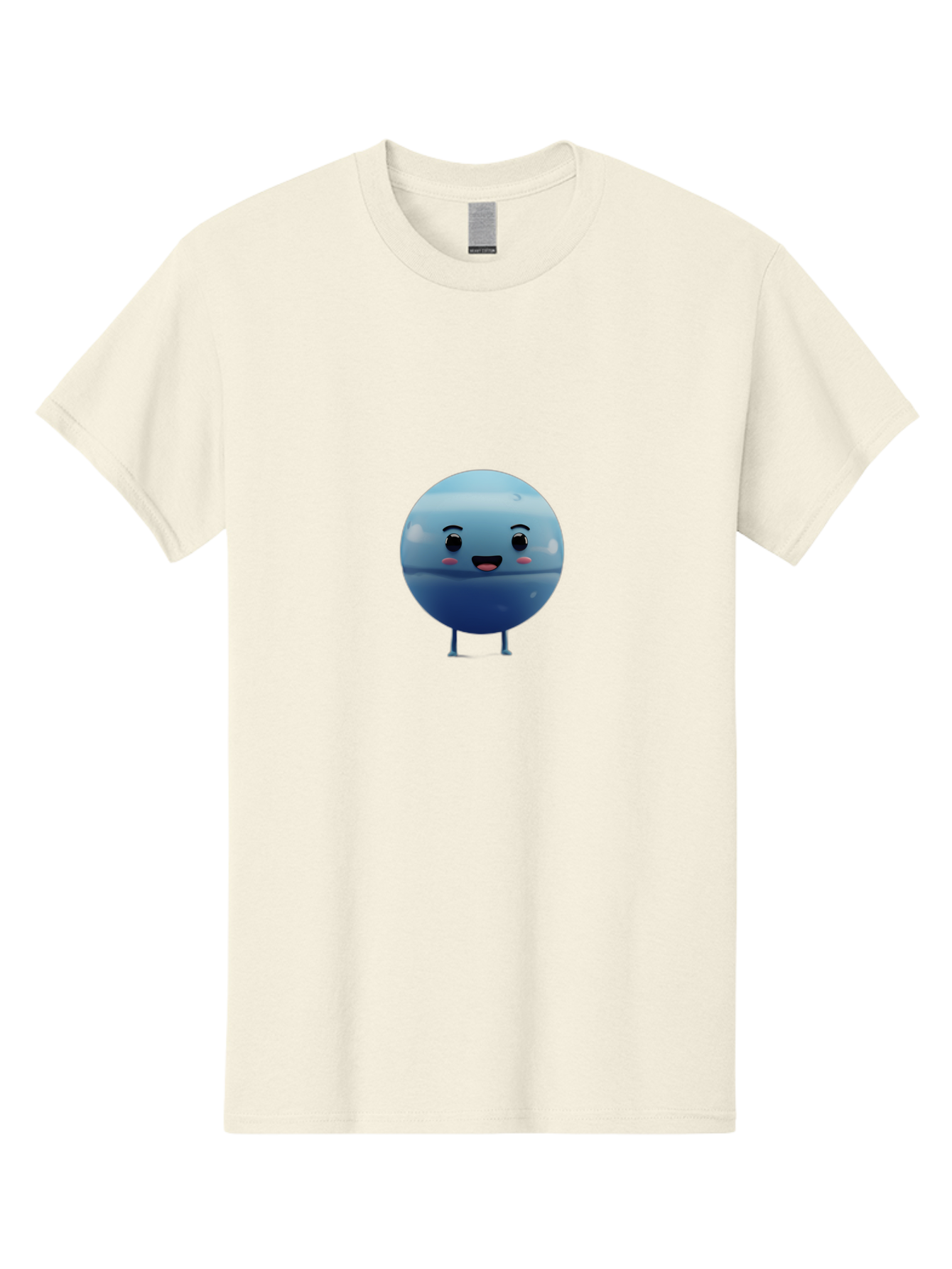 Smiling-Earth Men'S Graphic Tee, 100% Cotton, Comfortable Casual Summer Wear, Machine Washable, Water Droplet Character, Cute Cartoon Illustration, Blue Water Droplet, Happy Face, Rosy Cheeks, Funny Animation, Playful Vibe, Smiling Water Drop Bad637