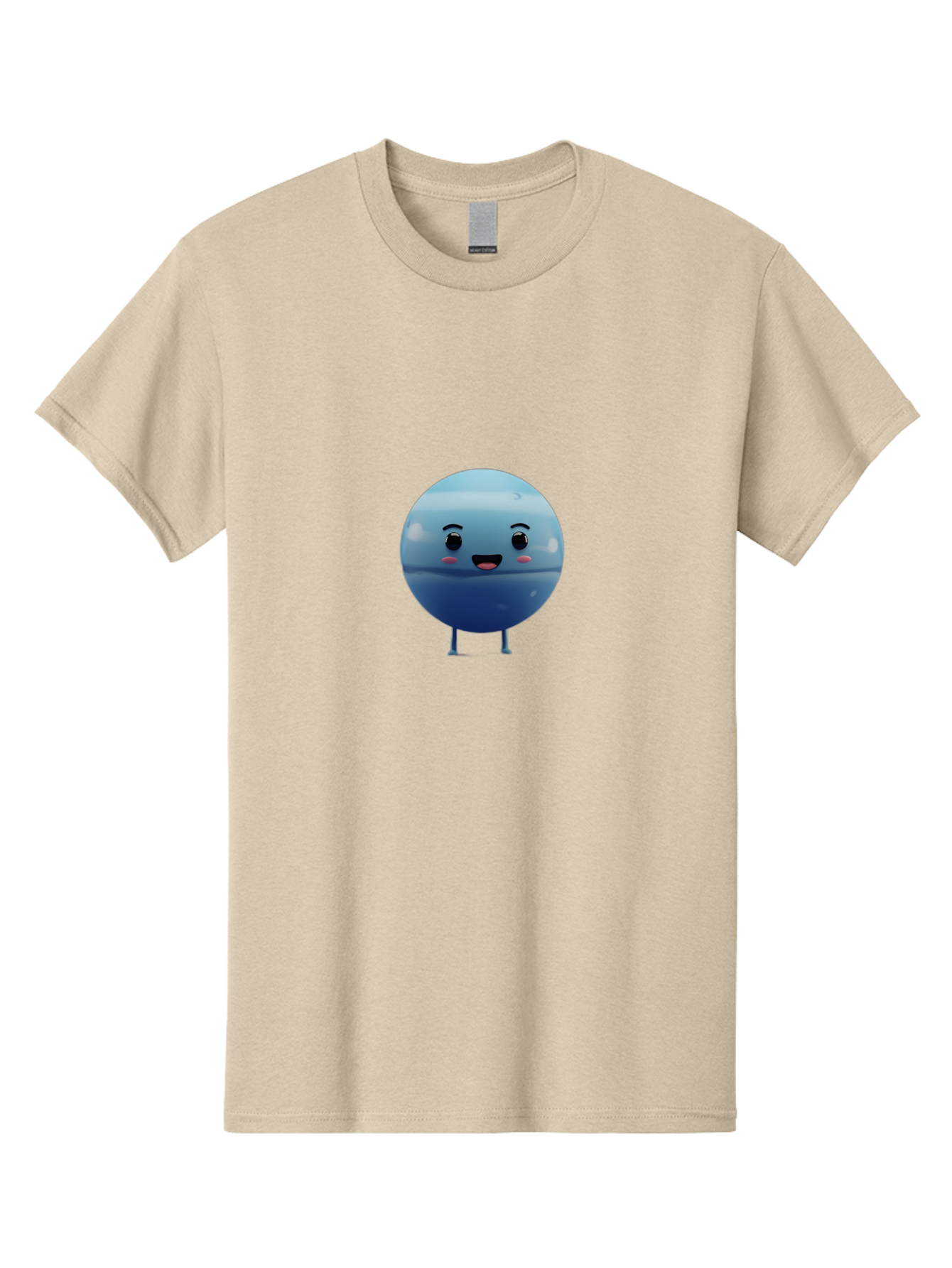 Smiling-Earth Men'S Graphic Tee, 100% Cotton, Comfortable Casual Summer Wear, Machine Washable, Water Droplet Character, Cute Cartoon Illustration, Blue Water Droplet, Happy Face, Rosy Cheeks, Funny Animation, Playful Vibe, Smiling Water Drop Bad637
