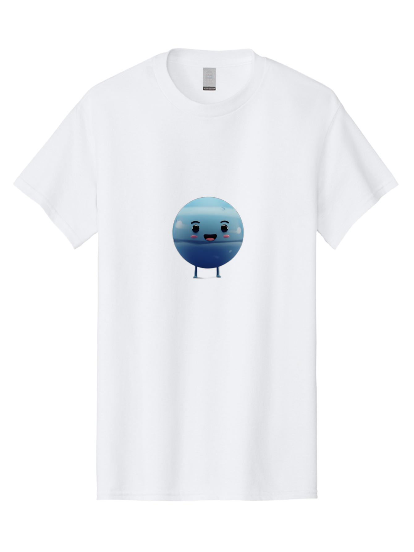Smiling-Earth Men'S Graphic Tee, 100% Cotton, Comfortable Casual Summer Wear, Machine Washable, Water Droplet Character, Cute Cartoon Illustration, Blue Water Droplet, Happy Face, Rosy Cheeks, Funny Animation, Playful Vibe, Smiling Water Drop Bad637