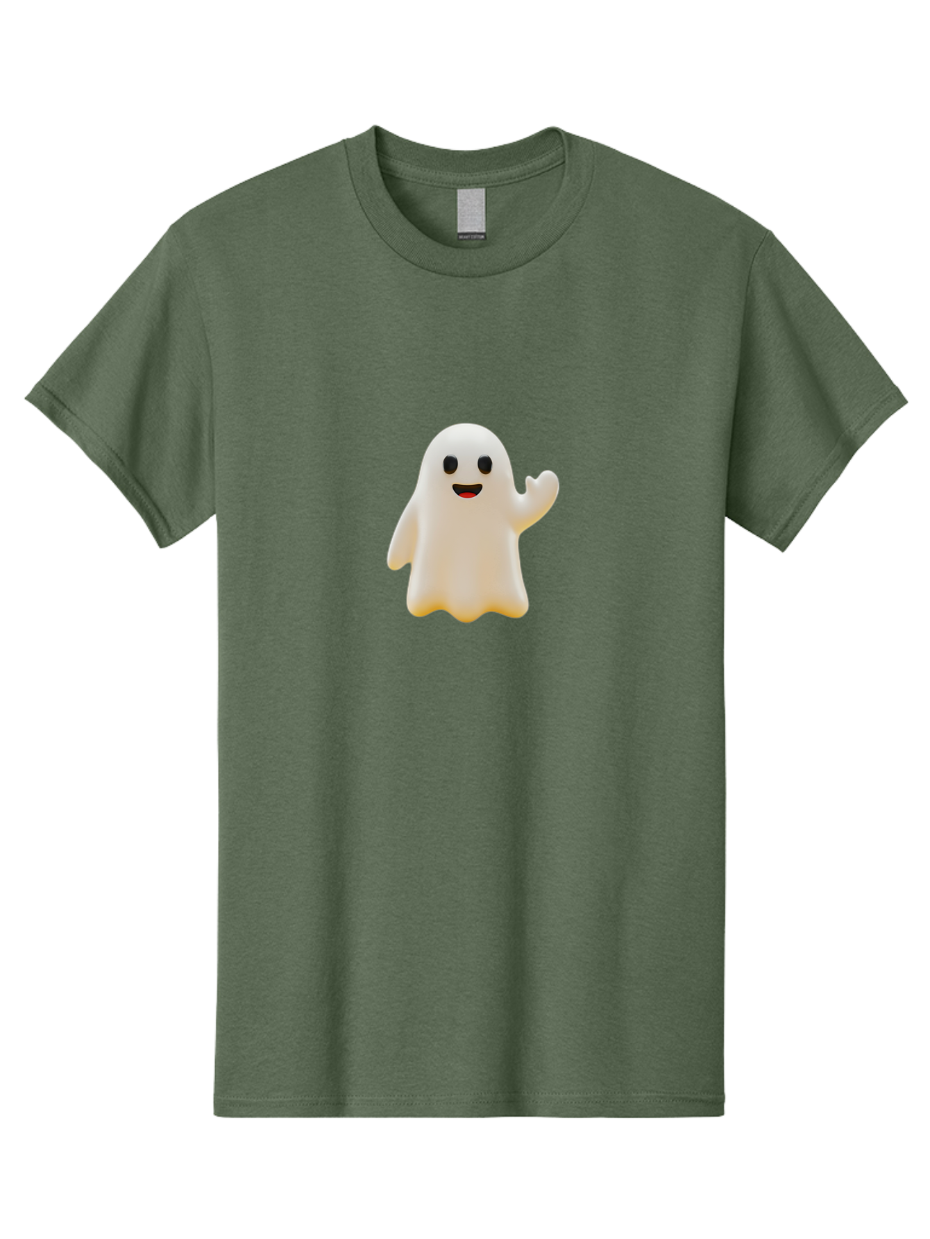 Smiling-Ghost Men'S Graphic Tee, 100% Cotton, Comfortable Casual Summer Wear, Machine Washable, Happy Ghost, Cartoon Ghost, Friendly Spirit, Smiling Face, Waving Ghost, Cartoon Character, Halloween Icon, Ghostly Figure, Cute Ghost Bad642