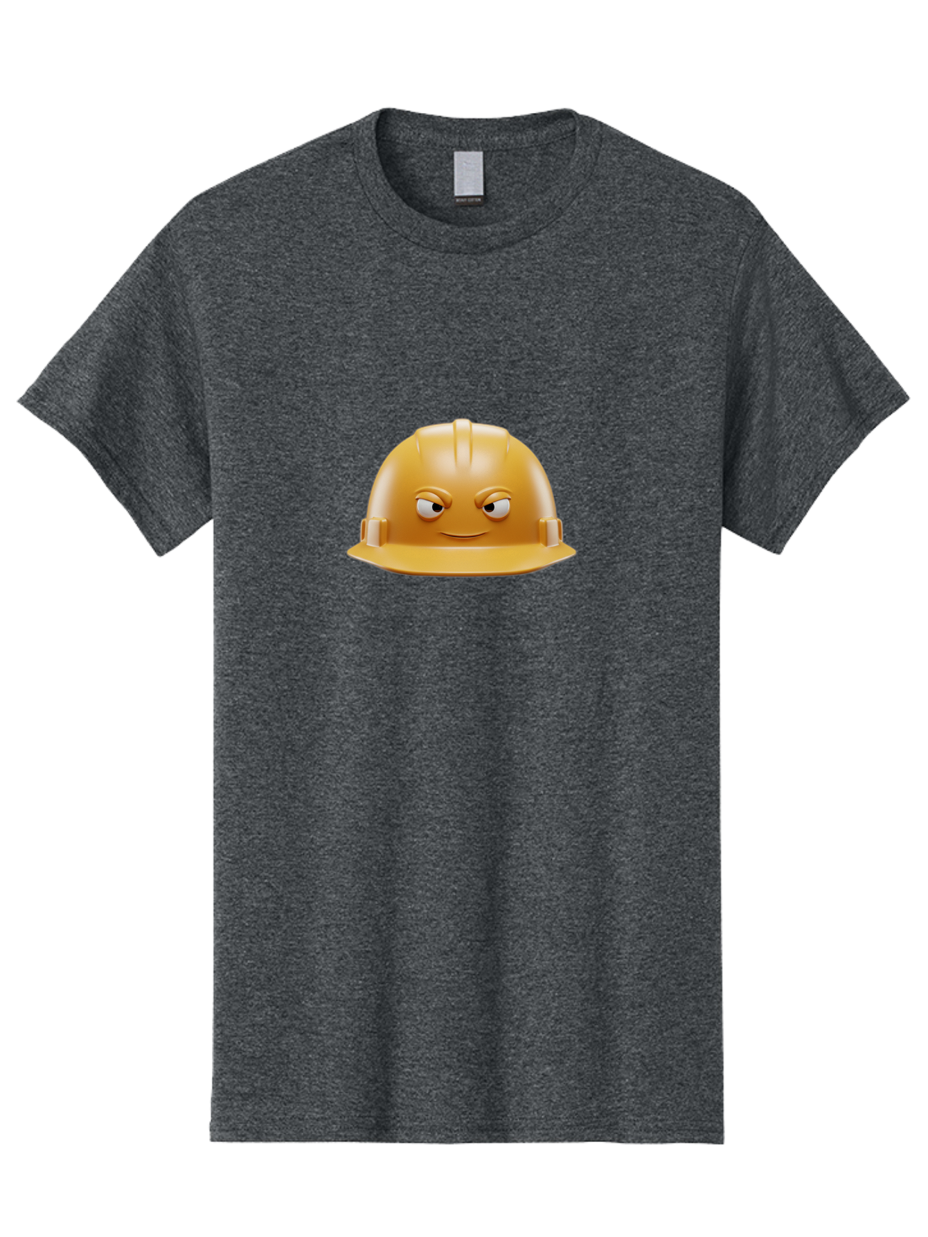 Smiling-Hard-Hat-1 Men'S Graphic Tee, 100% Cotton, Comfortable Casual Summer Wear, Machine Washable, Construction Hard Hat, Safety Helmet, Cartoon Character, Funny Face, Smiling Eyes, Building Industry, Workplace Safety, Security Gear, Bad643