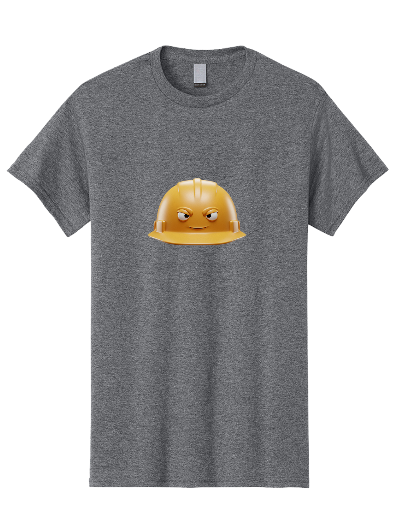 Smiling-Hard-Hat-1 Men'S Graphic Tee, 100% Cotton, Comfortable Casual Summer Wear, Machine Washable, Construction Hard Hat, Safety Helmet, Cartoon Character, Funny Face, Smiling Eyes, Building Industry, Workplace Safety, Security Gear, Bad643
