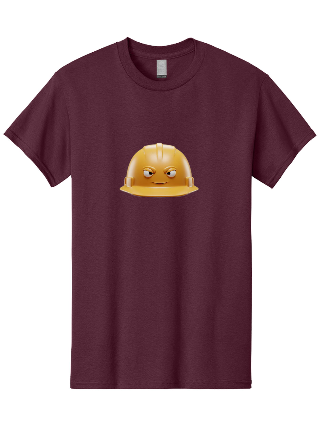 Smiling-Hard-Hat-1 Men'S Graphic Tee, 100% Cotton, Comfortable Casual Summer Wear, Machine Washable, Construction Hard Hat, Safety Helmet, Cartoon Character, Funny Face, Smiling Eyes, Building Industry, Workplace Safety, Security Gear, Bad643