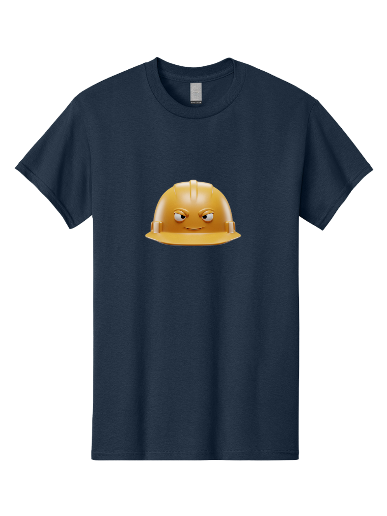 Smiling-Hard-Hat-1 Men'S Graphic Tee, 100% Cotton, Comfortable Casual Summer Wear, Machine Washable, Construction Hard Hat, Safety Helmet, Cartoon Character, Funny Face, Smiling Eyes, Building Industry, Workplace Safety, Security Gear, Bad643