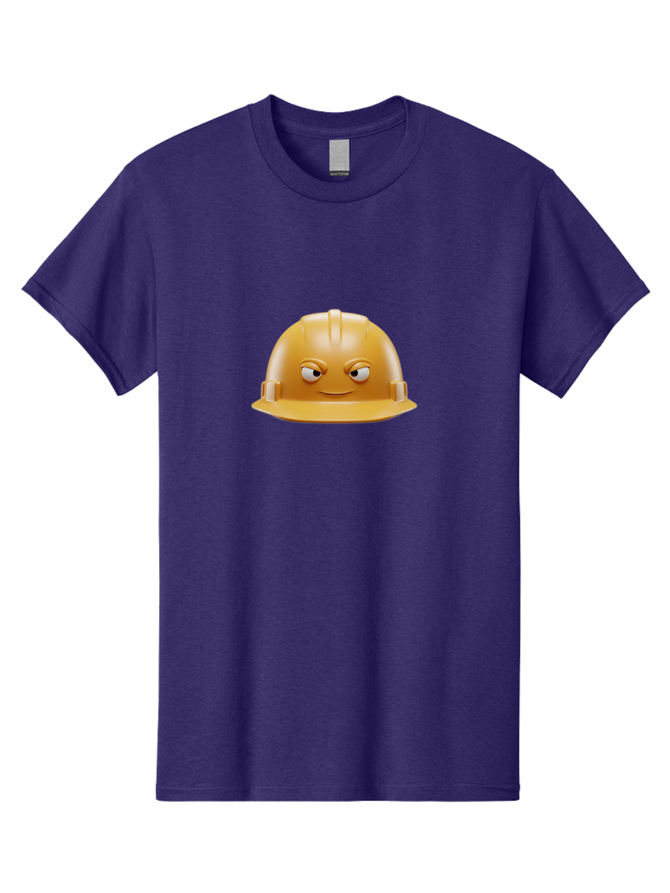 Smiling-Hard-Hat-1 Men'S Graphic Tee, 100% Cotton, Comfortable Casual Summer Wear, Machine Washable, Construction Hard Hat, Safety Helmet, Cartoon Character, Funny Face, Smiling Eyes, Building Industry, Workplace Safety, Security Gear, Bad643